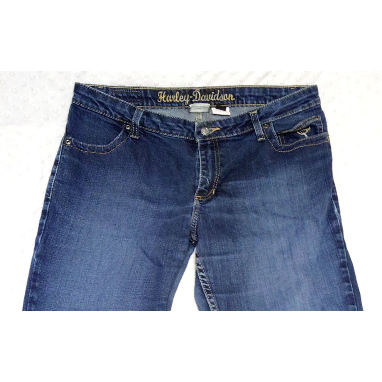 Harley Davidson VINTAGE Harley-Davidson Jeans Boots Cut Embellished Mid-Rise 34x32 Dark Blue Women’s 12 Pant Country USA Size 34" / US 12 / IT 48 - 4 Thumbnail