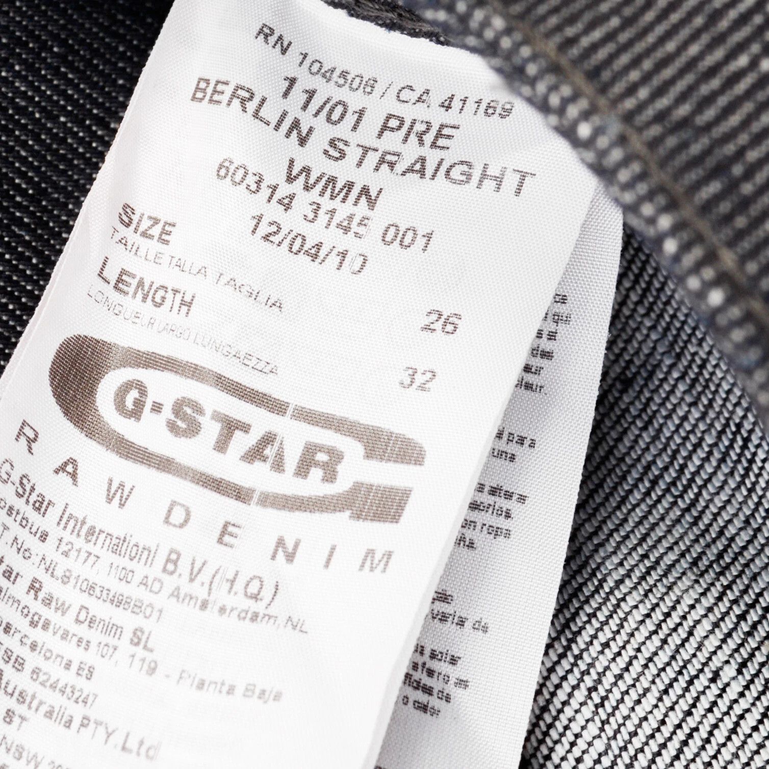 G-Star Raw Berlin Straight Women Jeans W26 L32 Trousers Zip Stretch Size 26" / US 2 / IT 38 - 2 Thumbnail