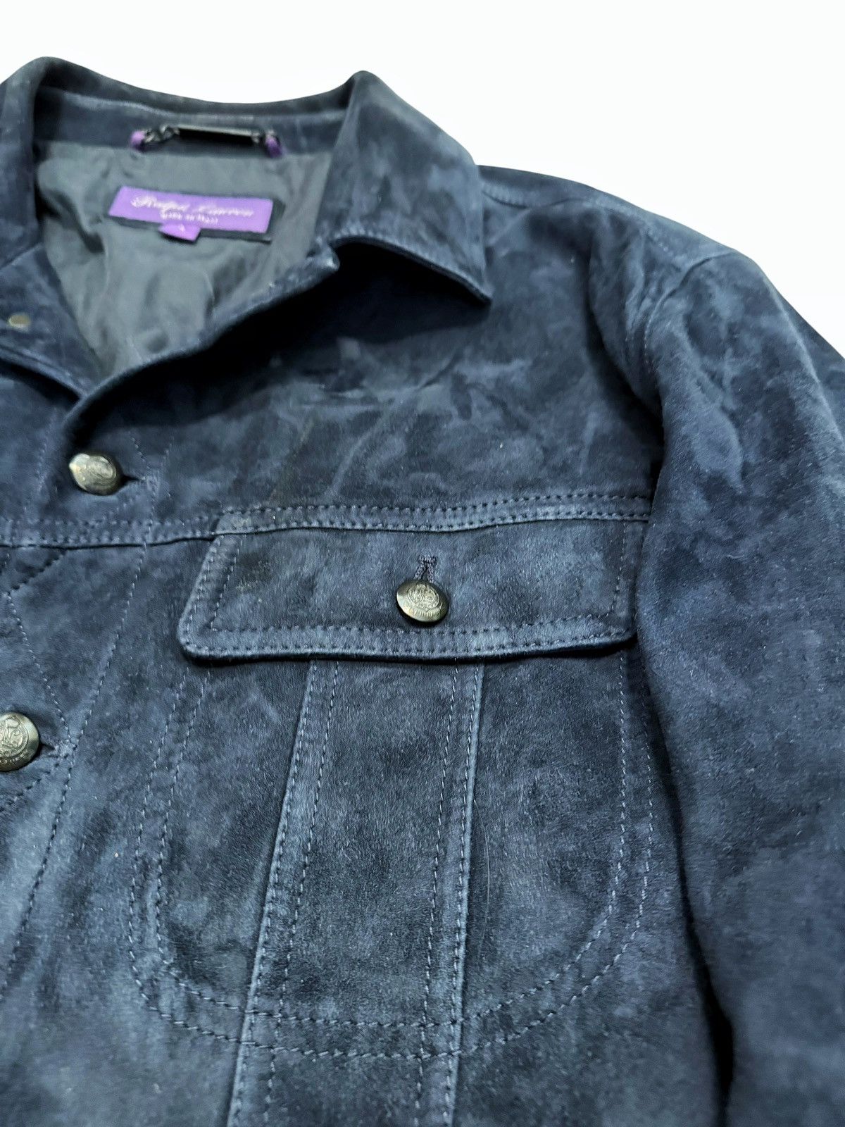 Ralph Lauren Purple Label $3,495 Clifton Suede Blue Trucker Jacket Size US L / EU 52-54 / 3 - 3 Thumbnail