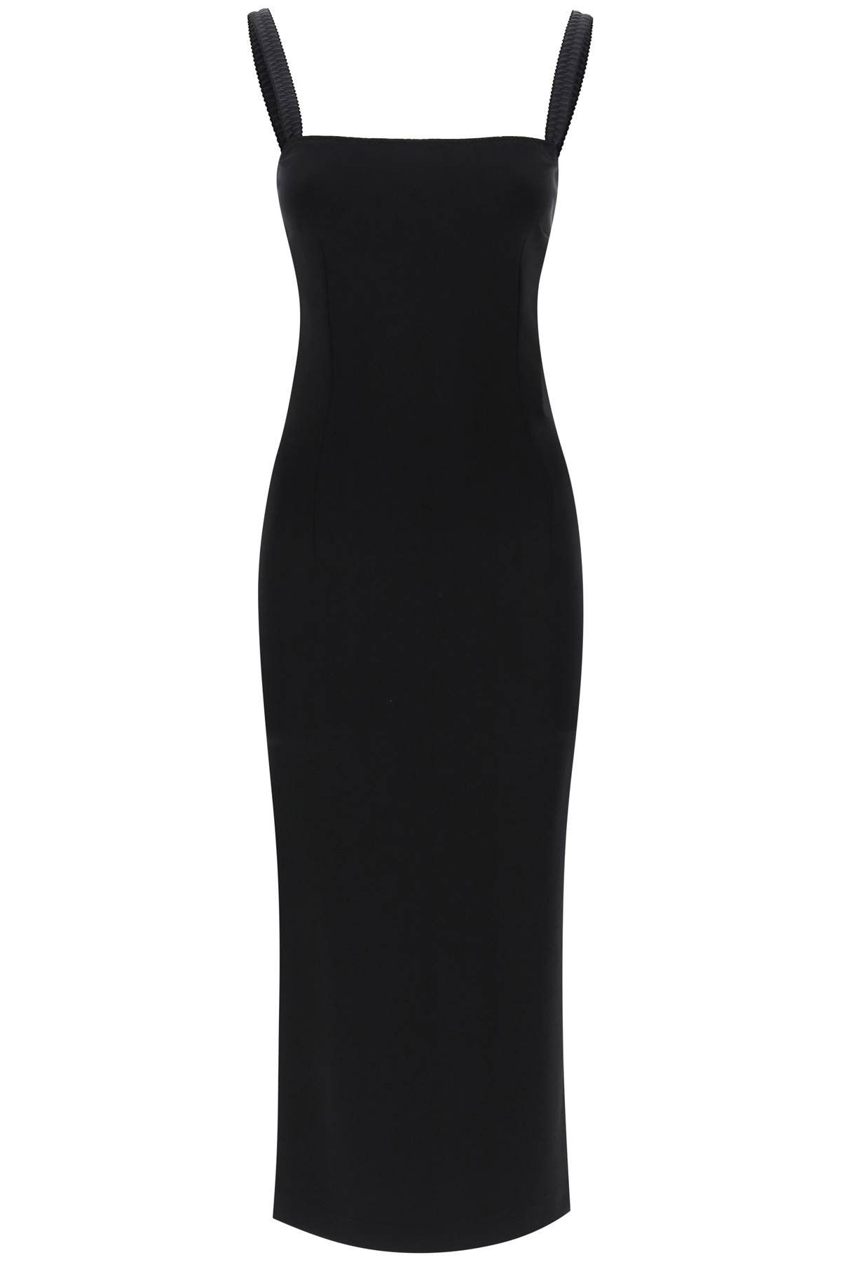 image of Dolce Gabbana Midi Sheath Dress In Milano Stitch Jersey in Nero, Women's (Size Medium)