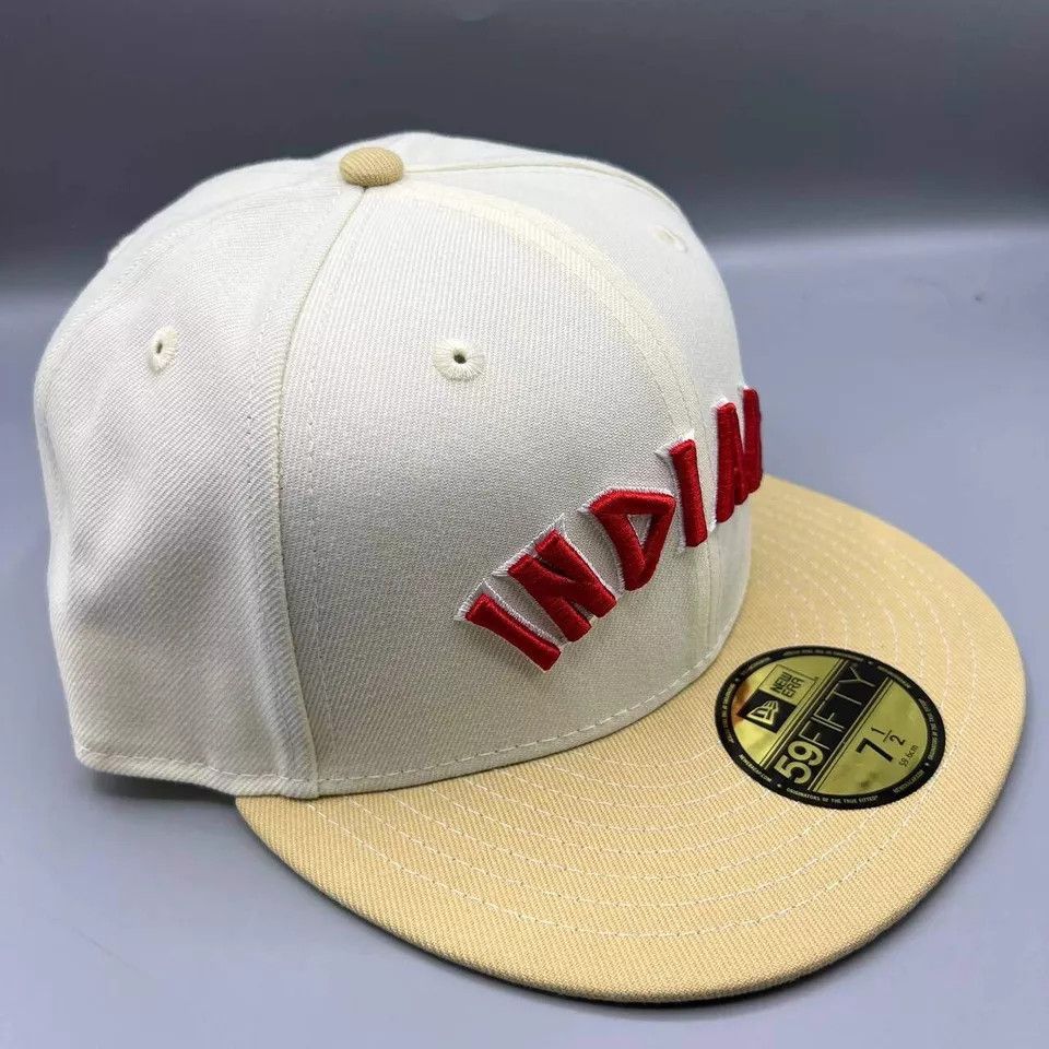 New Era Cleveland Guardians Hat Men 7 1/2 White MLB Fitted Cap New Size ONE SIZE - 4 Thumbnail