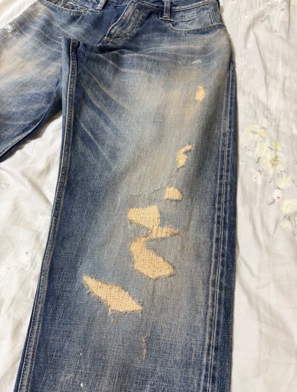 DENHAM DENHAM 24SS Jumbo Japanese wash distressed patch denim jeans Size US 32 / EU 48 - 8 Thumbnail