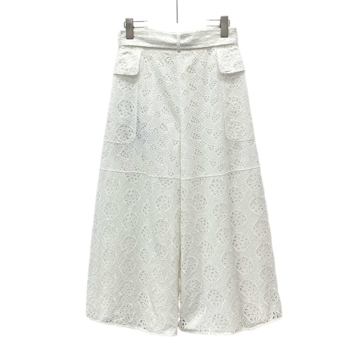 Valentino Valentino White Floral Hollow-out Wide-leg Pants K26WX Size 26" / US 2 / IT 38 - 2 Thumbnail