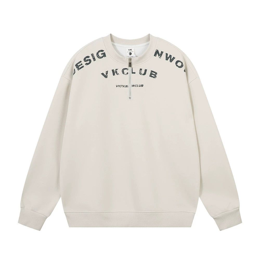 Vintage Men's simple letter print zipper round neck sweatshirt Size US M / EU 48-50 / 2 - 1 Thumbnail