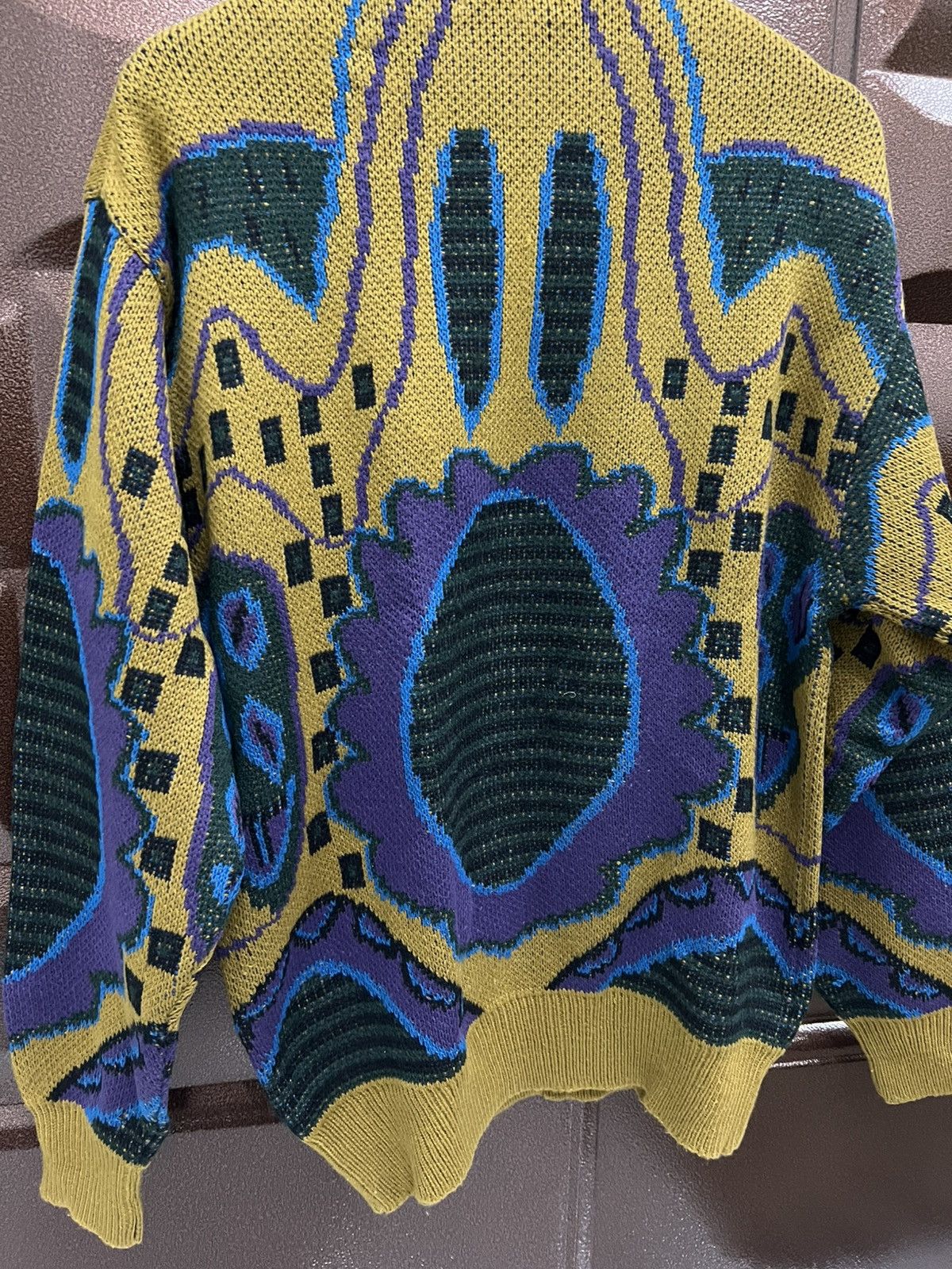 Vintage Intarsia 90s Coogi Style Knit Sweater Bold Geometric