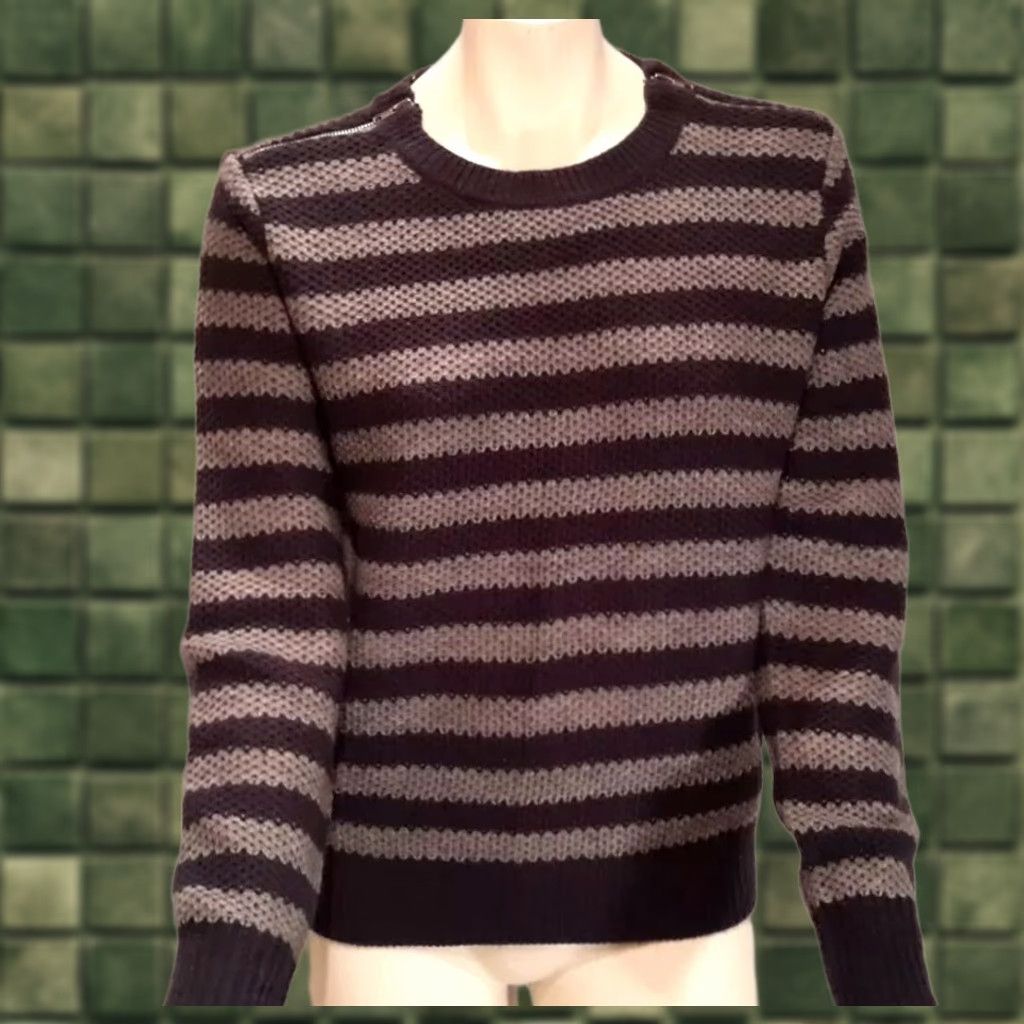 Vintage XXI Sweater Womens L Navy Gray Striped Crew Neck Long Sleeve Pullover Retro Casual Size L / US 10 / IT 46 - 1 Thumbnail