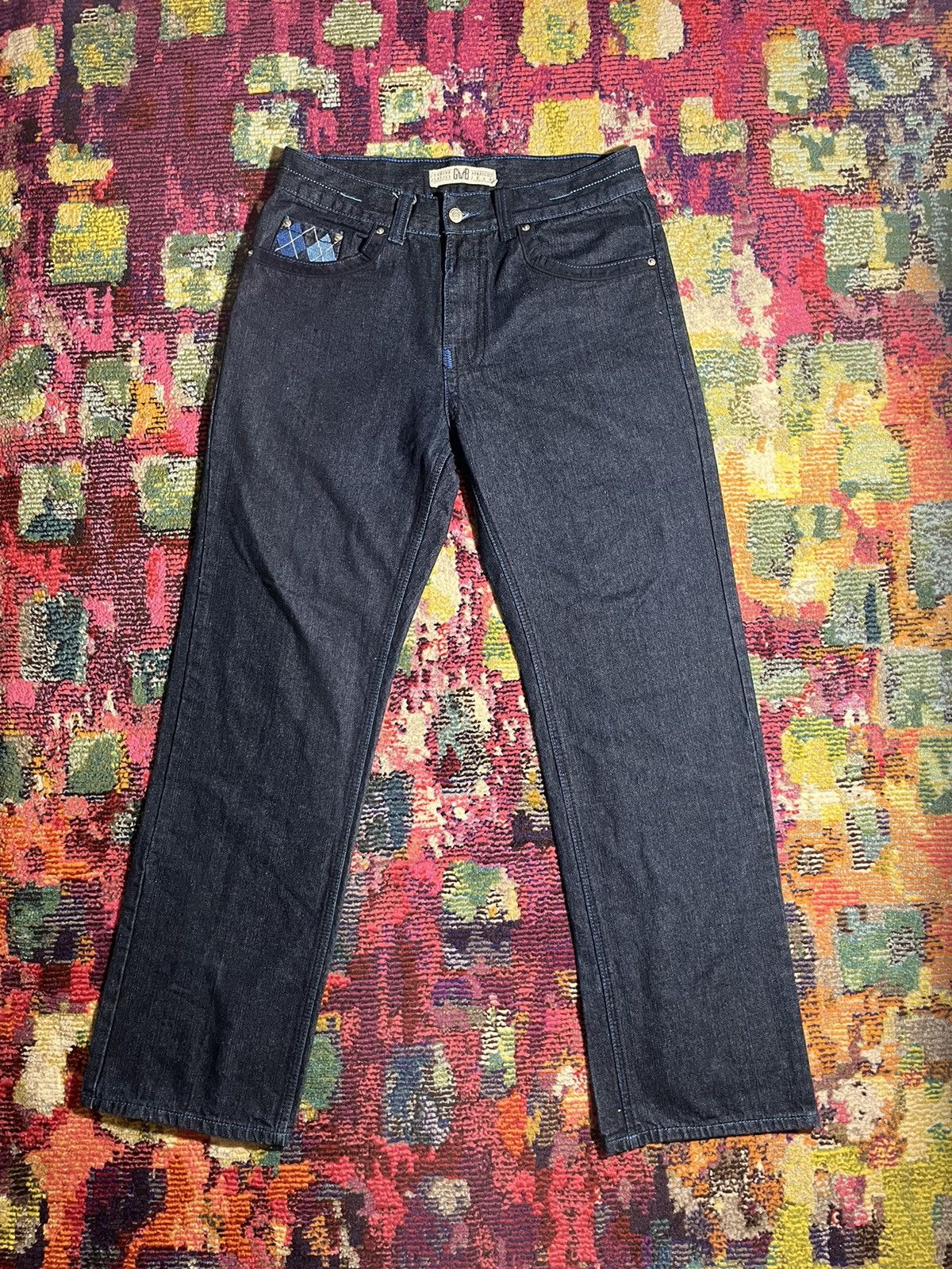 Other Plaid Pocket Blue Stitching Jeans Size US 34 / EU 50 - 3 Thumbnail