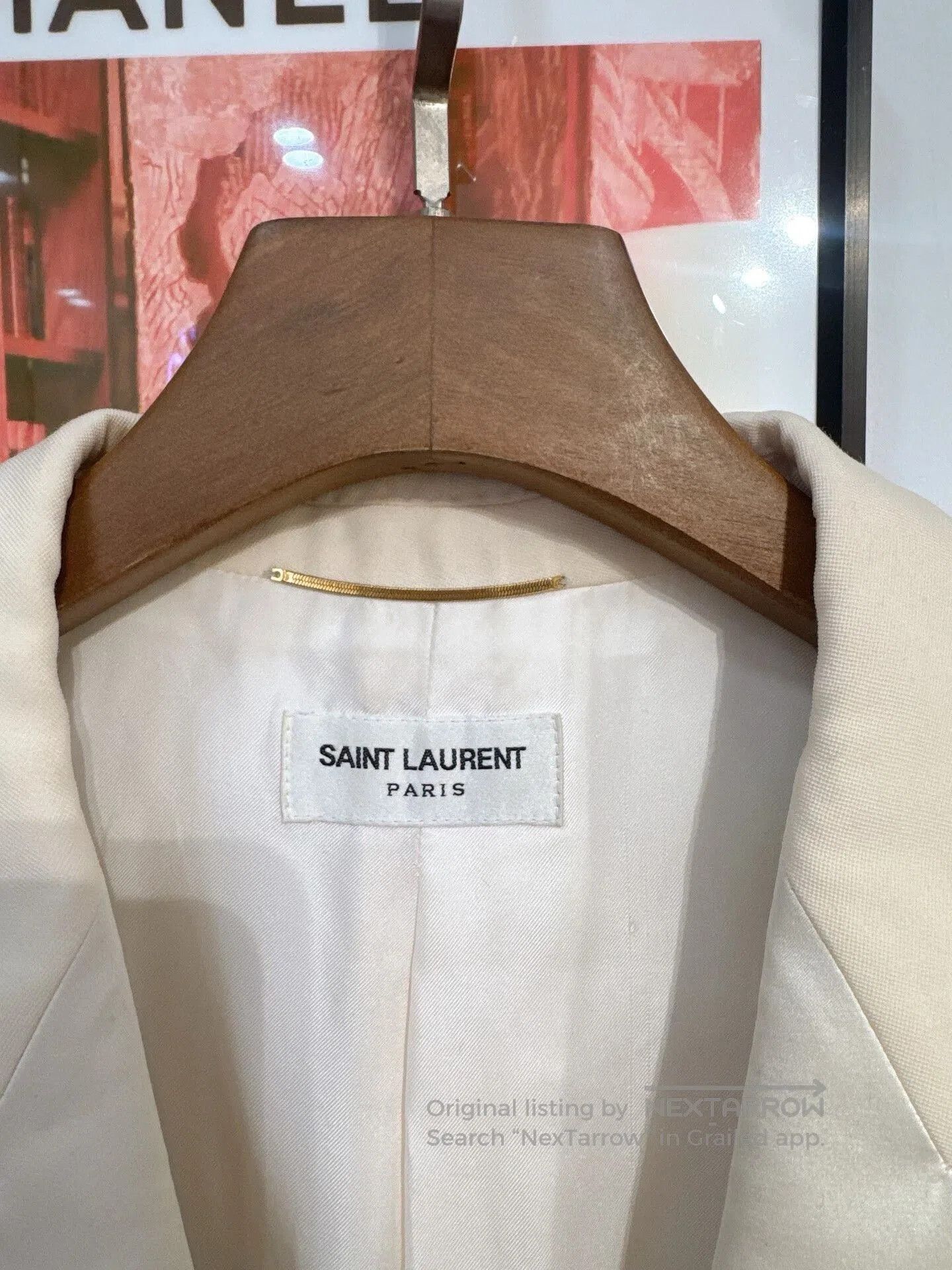 Saint Laurent Paris Saint Laurent Cream Peak Lapel Blazer. Size XXS / US 00 / IT 34 - 2 Thumbnail