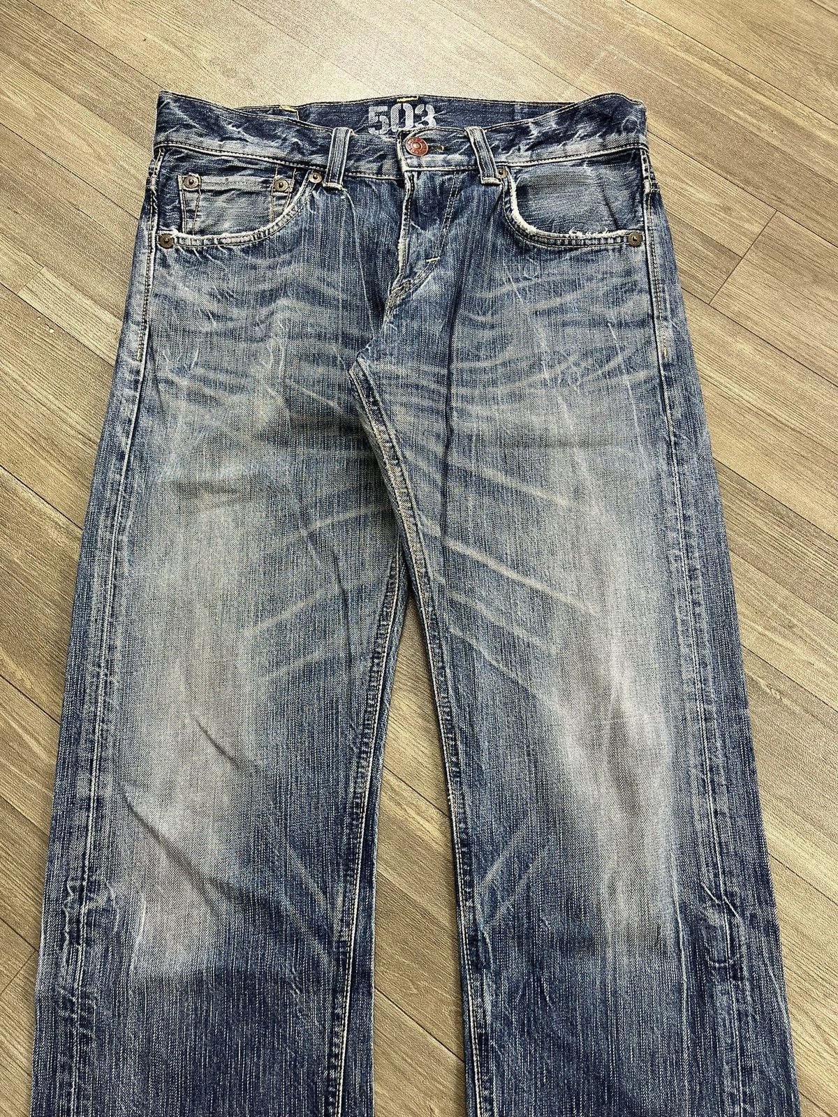 If Six Was Nine 🇯🇵2000s Edwin Blue Trip 503 Japan Distressed Nice Faded Jeans Size US 30 / EU 46 - 2 Thumbnail