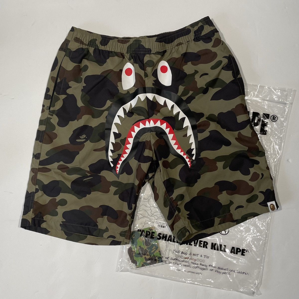 BAPE 1st Camo Shark Sweat Shorts Green