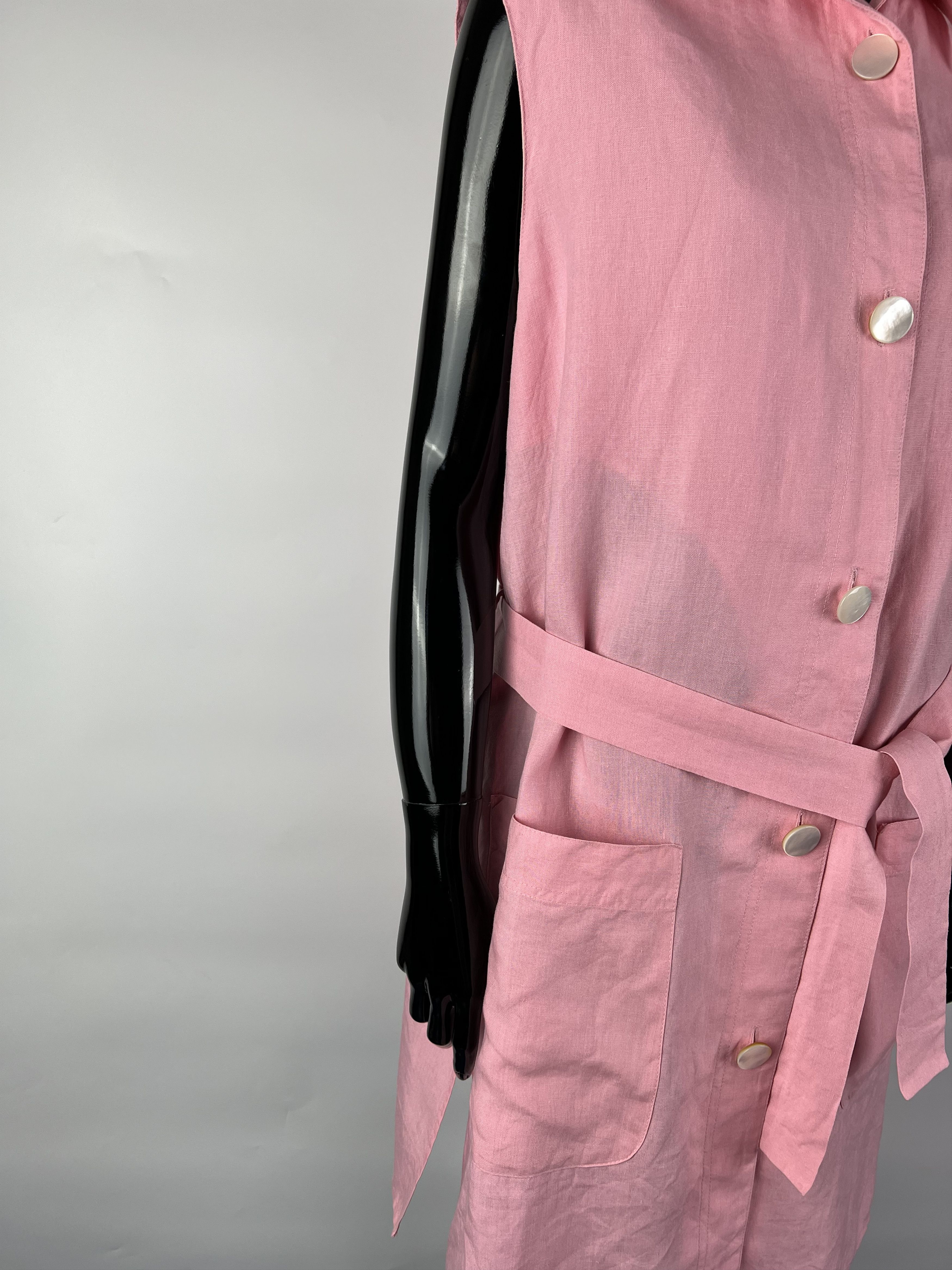 Max Mara Max Mara Pink Linen Belted Dress Size L Size L / US 10 / IT 46 - 4 Thumbnail