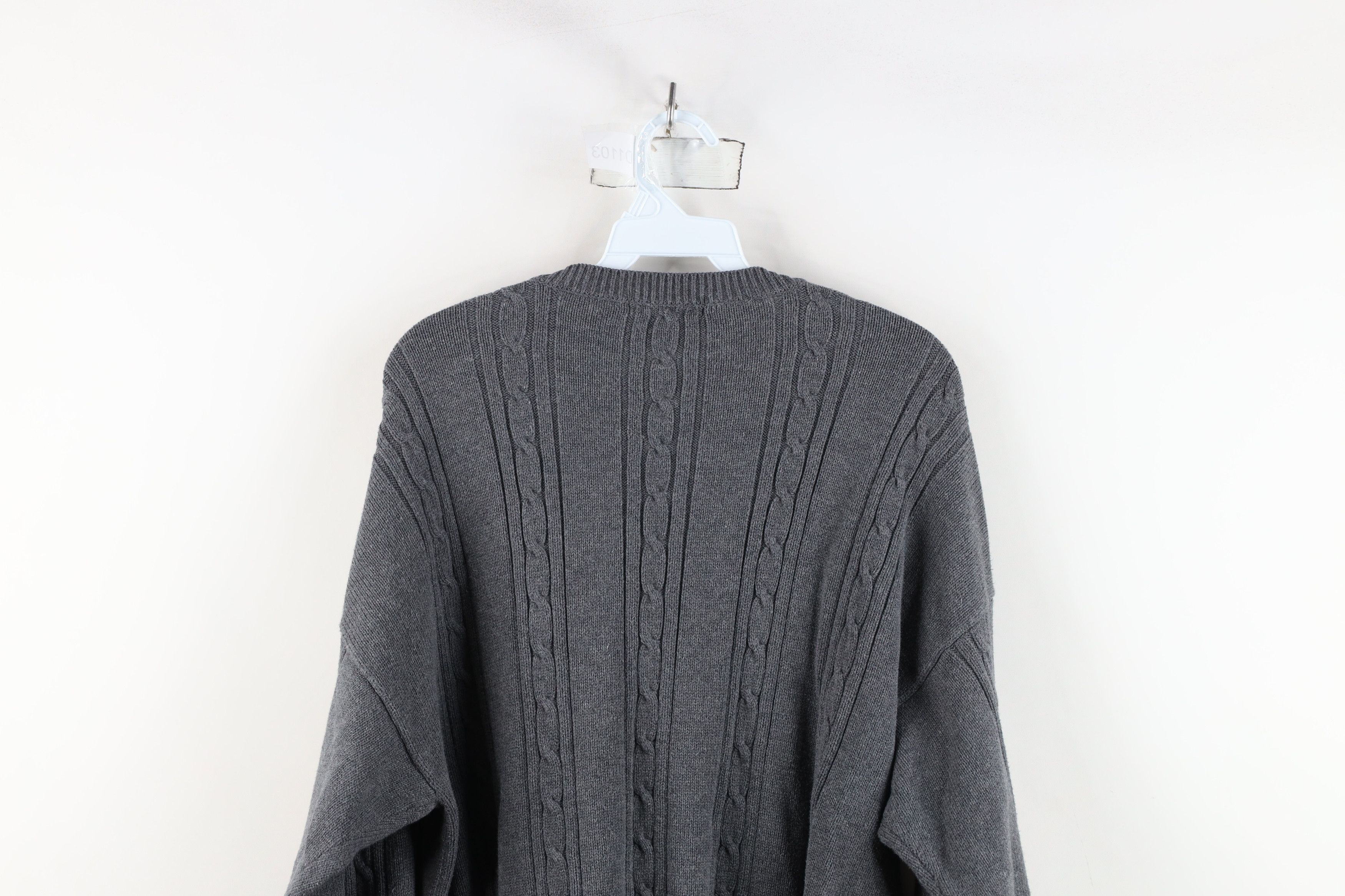 Nautica × Vintage Vintage 90s Nautica Cotton Cable Knit Crewneck Sweater Gray Size US XL / EU 56 / 4 - 9 Thumbnail