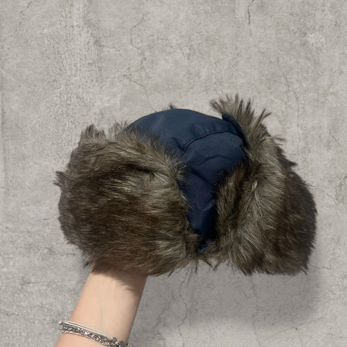 Japanese Brand Russian Ushanka fluffy winter hat in navy blue. One size Size ONE SIZE - 1 Thumbnail