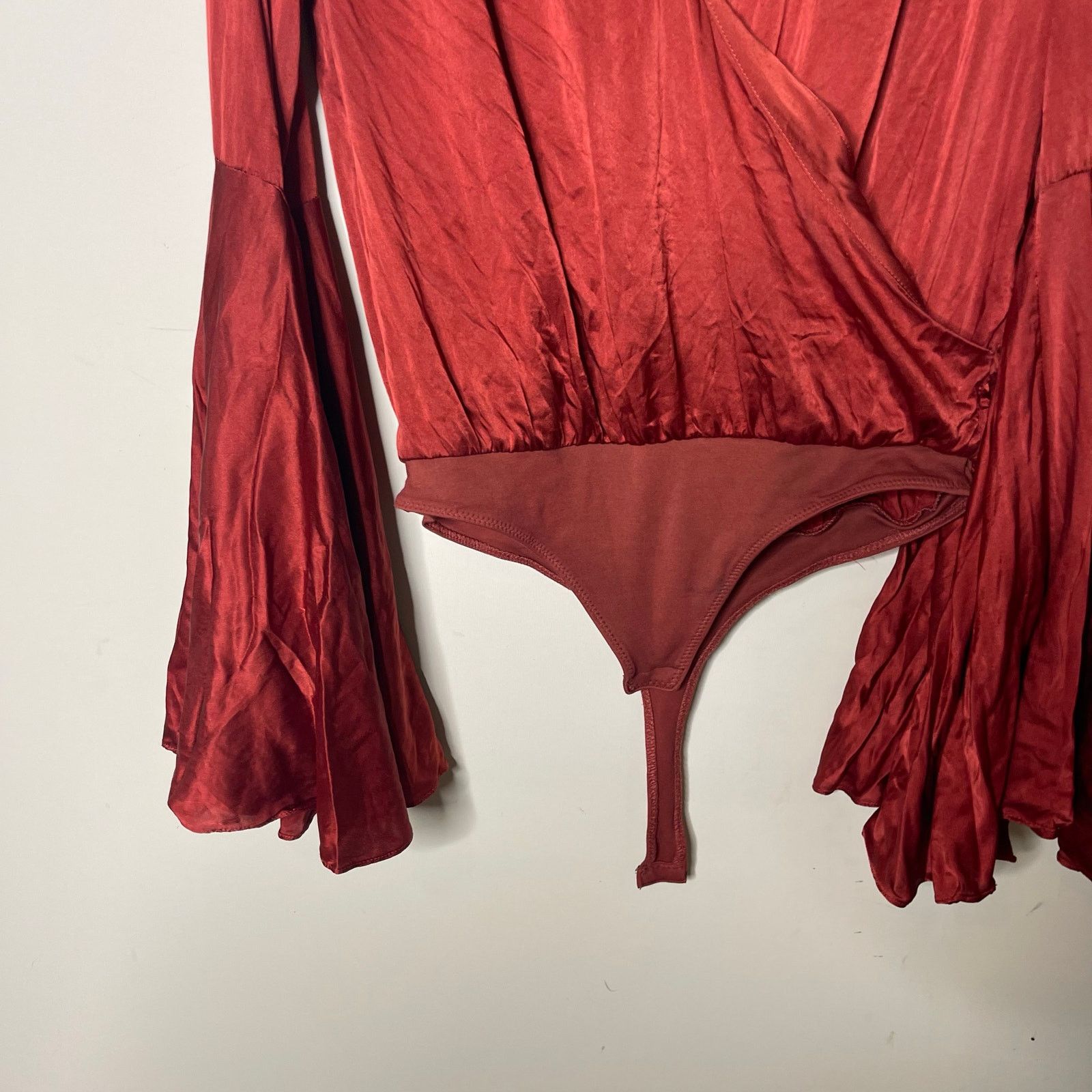 CAROLINE CONSTAS Caroline Constance extra bell sleeve silk V neck bodysuit Size S / US 4 / IT 40 - 8 Thumbnail