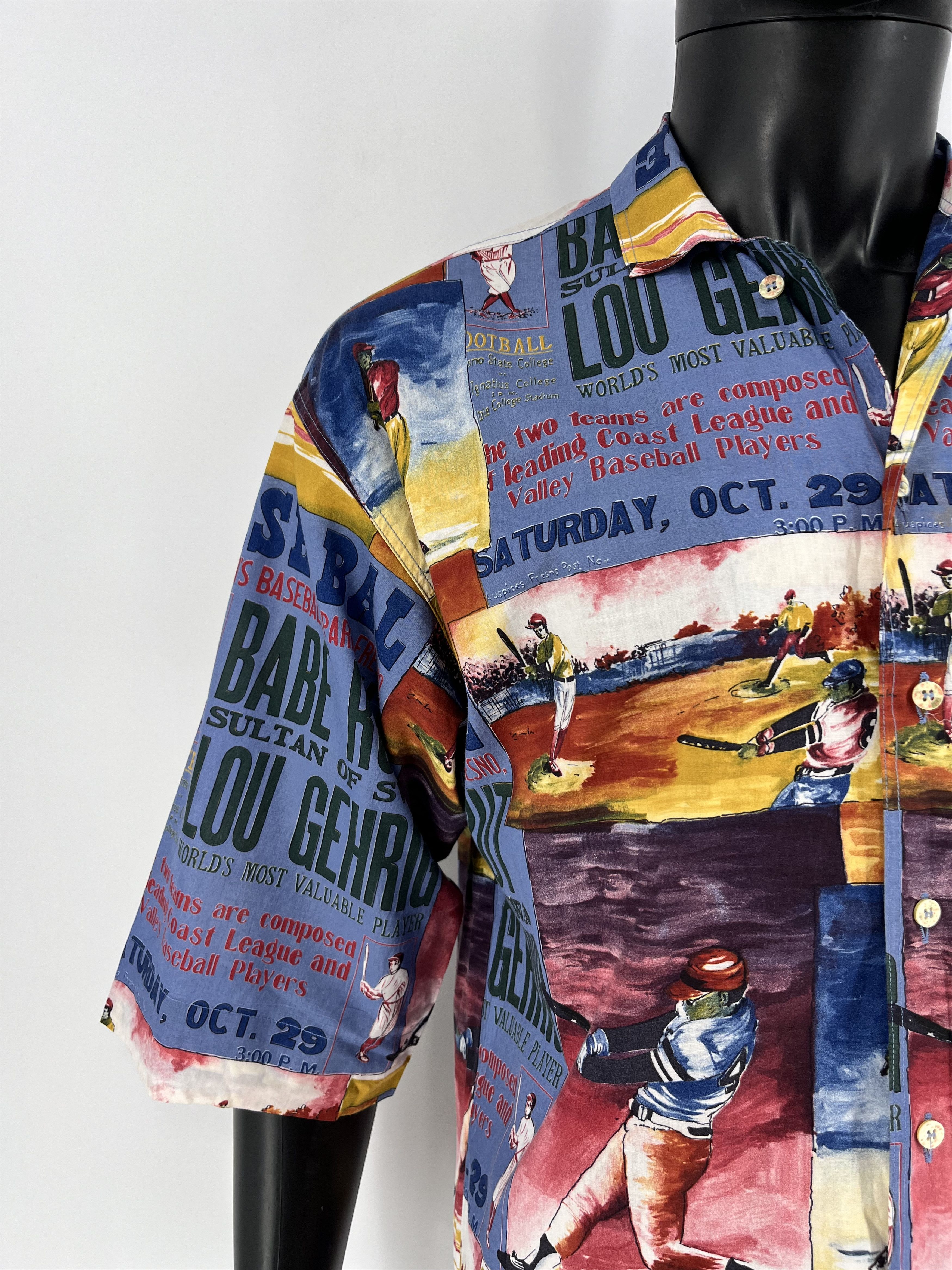Other Vintage 90s Pensato Print Baseball Hawaiian Button Shirt Size US M / EU 48-50 / 2 - 6 Thumbnail