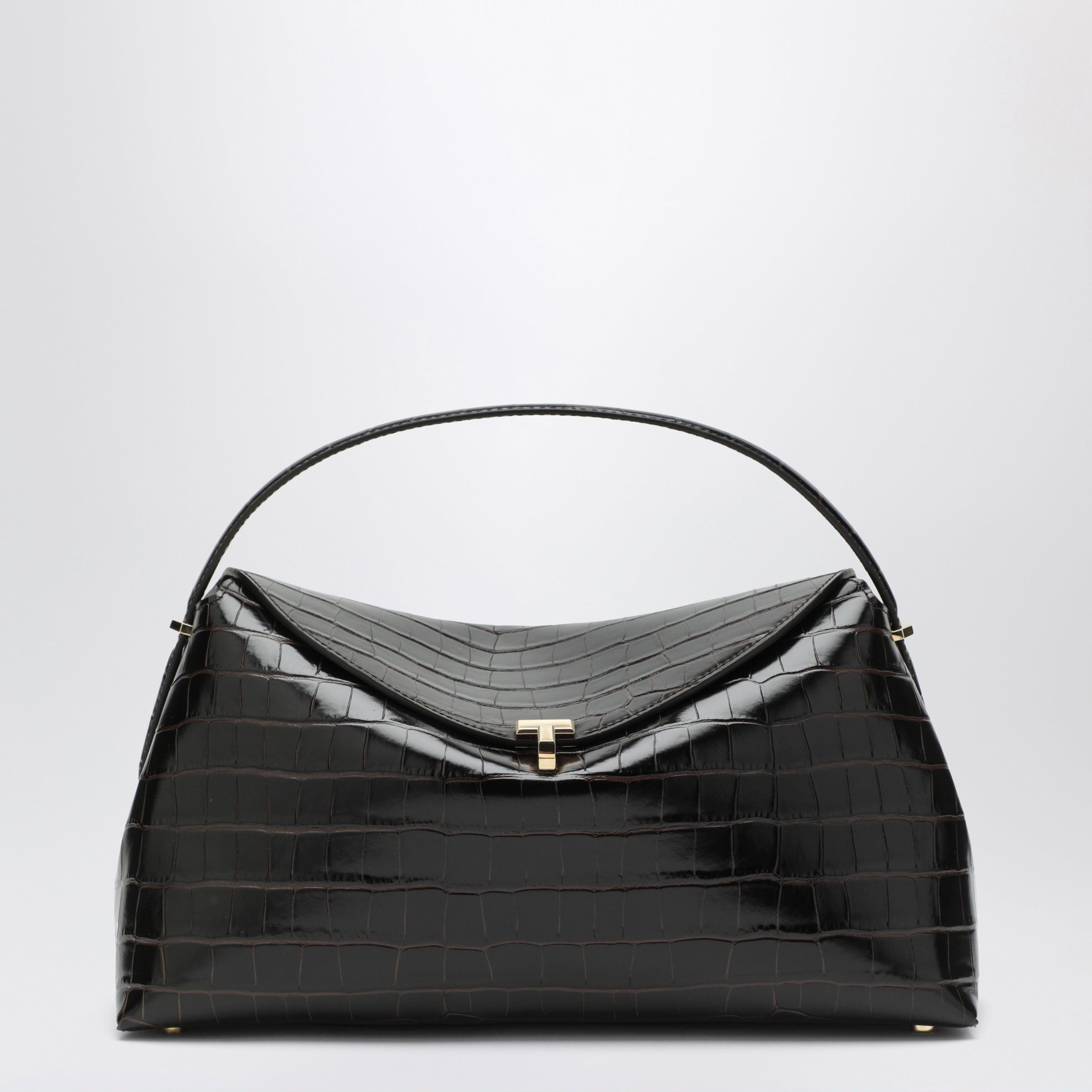 Toteme Toteme Everyday Bag In Dark Brown Crocodile-Embossed Leather Size ONE SIZE - 1 Thumbnail