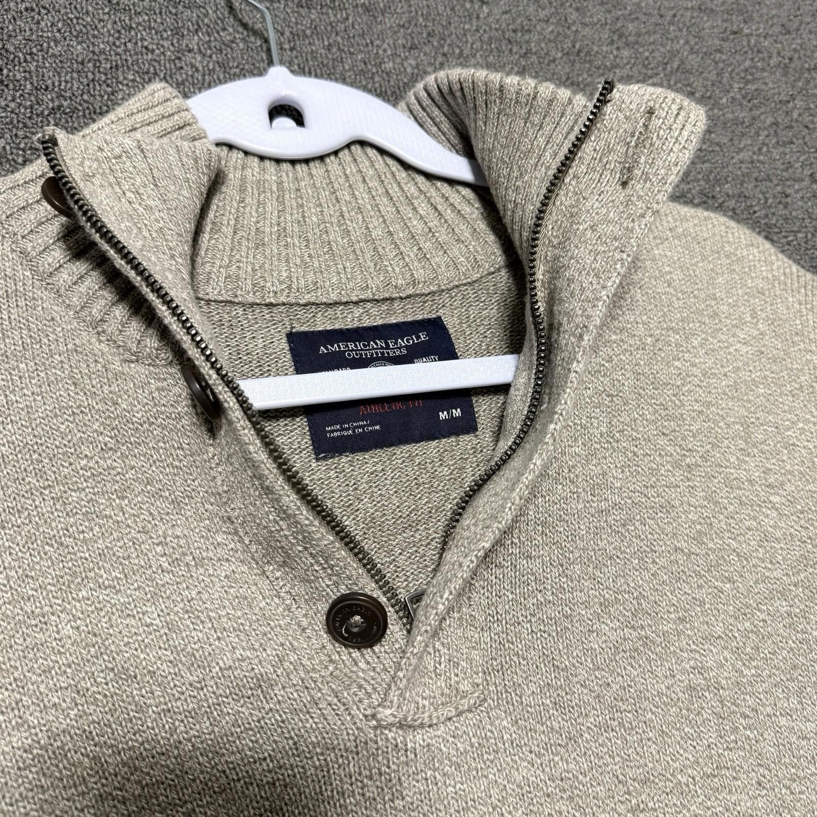 American Eagle Outfitters Y2K American Eagle Men M Tan Sweater 1/4Zip Preppy IvyLeague Size US M / EU 48-50 / 2 - 3 Thumbnail