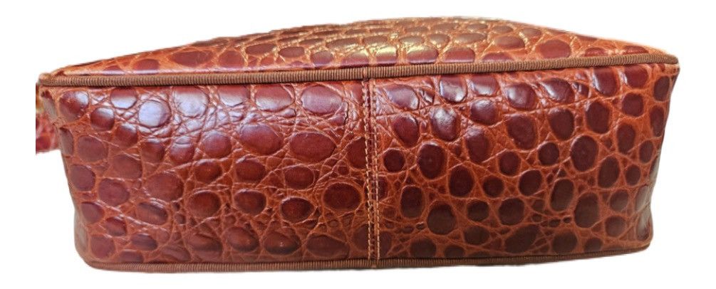 Salvatore Ferragamo Vara Ribbon Crocodile Embossed Leather Red/Bordeaux Purse Size ONE SIZE - 5 Thumbnail