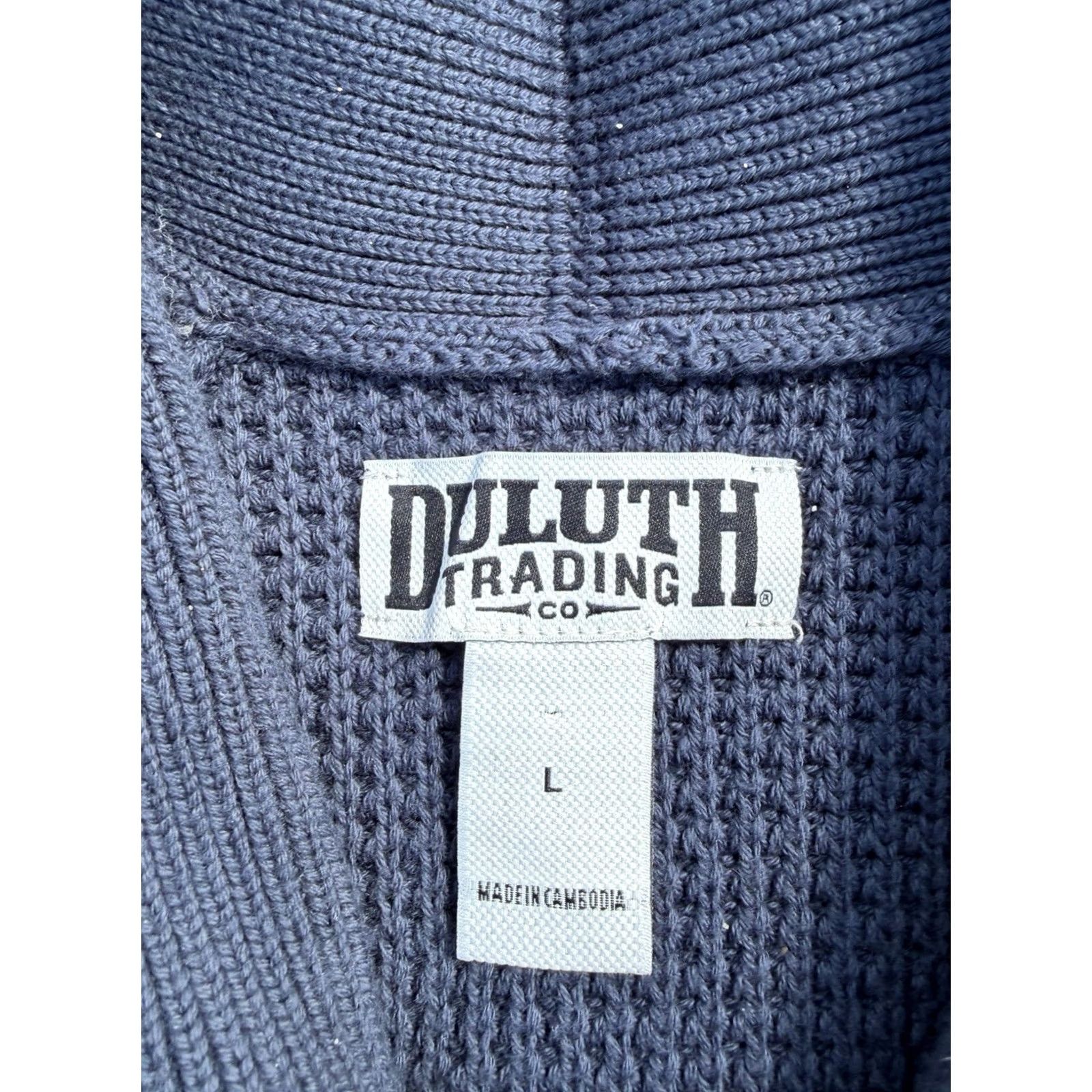 Vintage Duluth Trading Cardigan Sweater Mens Large Navy Shawl Collar Burly Size US L / EU 52-54 / 3 - 3 Thumbnail