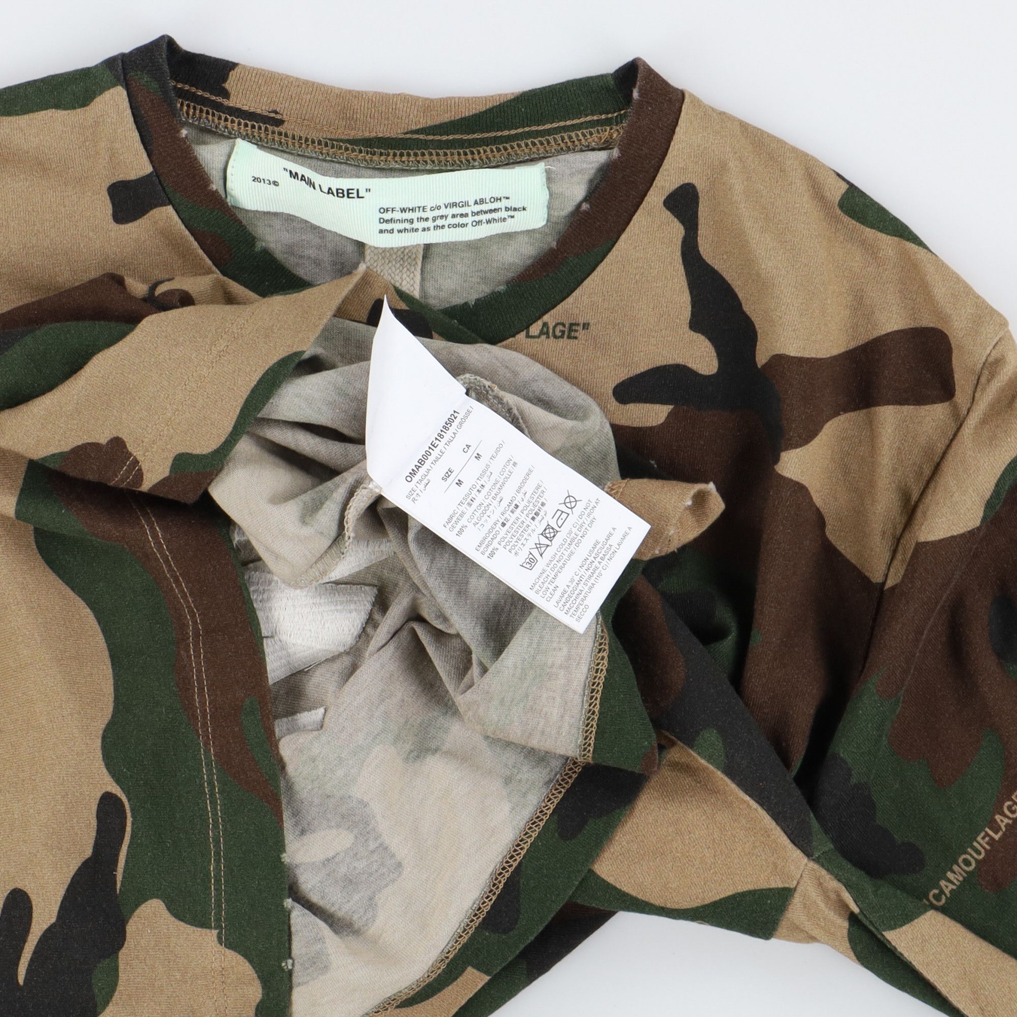 Off-White Camo Embroidered Logo Distressed LS T-Shirt Size US M / EU 48-50 / 2 - 6 Thumbnail