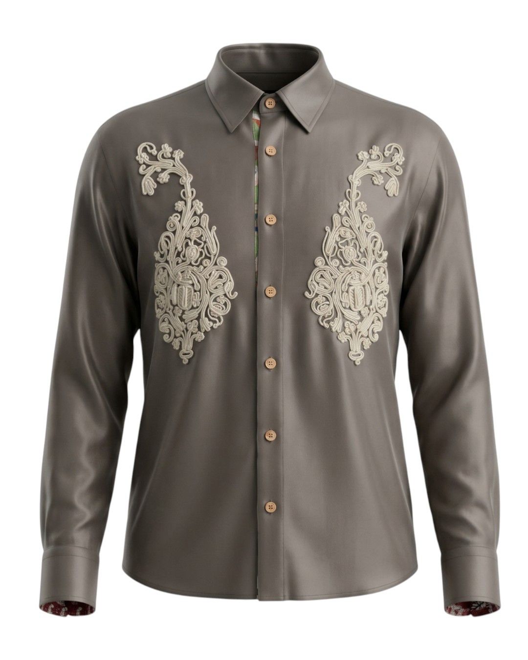 Roberto Cavalli RARE EMBROIDERY NAPOLEON LONG SLEEVE SILK SHIRT Size US M / EU 48-50 / 2 - 1 Thumbnail