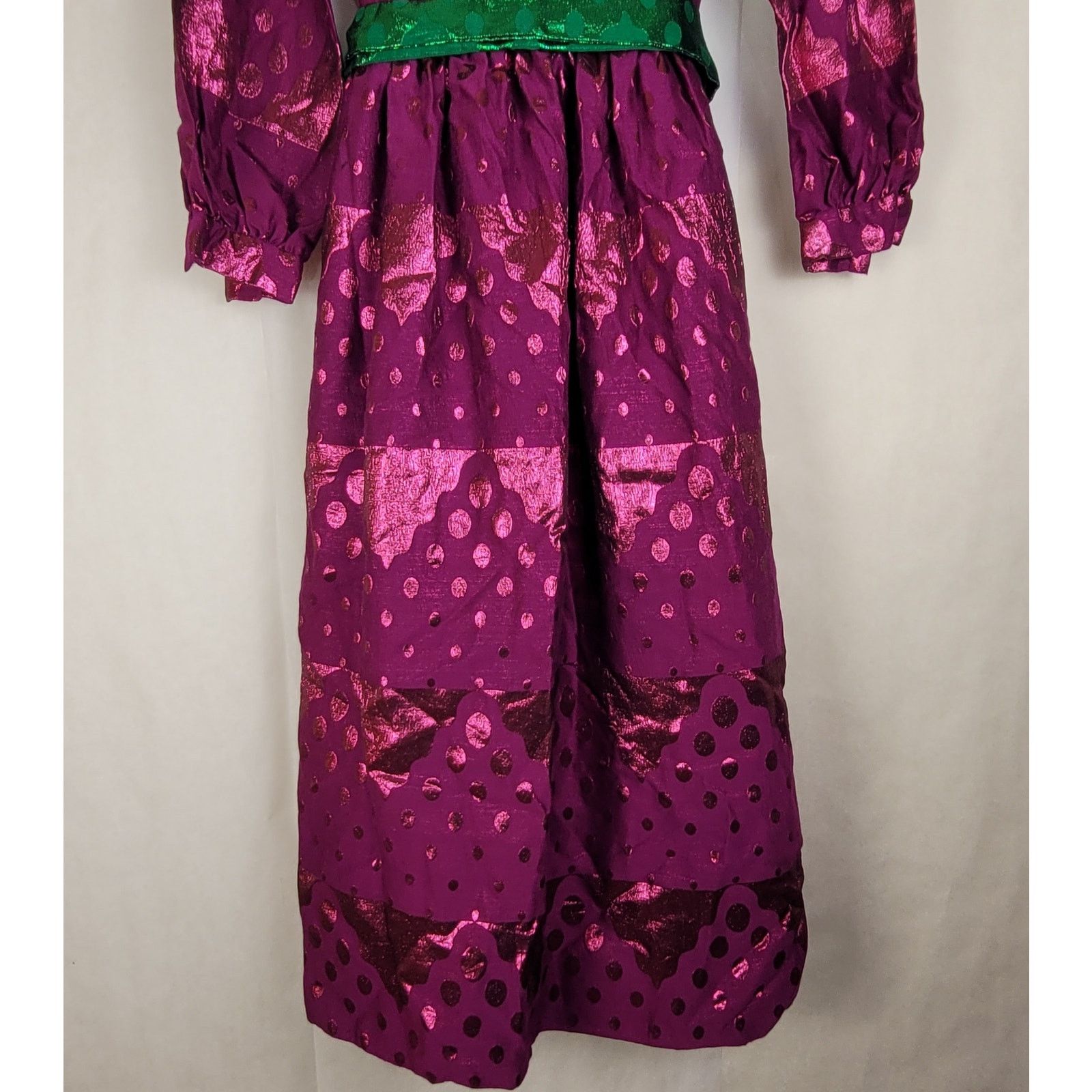 Oscar De La Renta Vintage Oscar de la Renta purple shimmer green belt dress Size M / US 6-8 / IT 42-44 - 6 Thumbnail