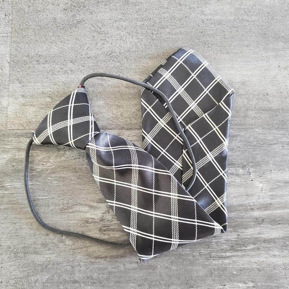 Designer White Black Satin Little Boy Tie Size ONE SIZE - 2 Thumbnail