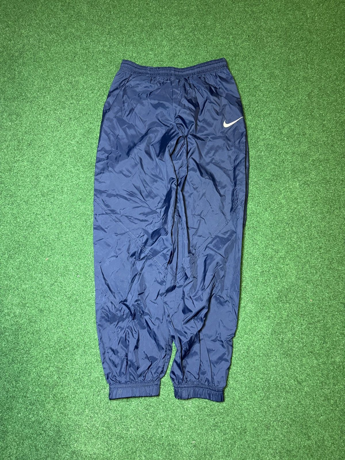 Nike × Vintage Vintage 90s Nike Nylon Blue Joggers Adjustable Waist 26x28 Size US 26 / EU 42 - 1 Thumbnail