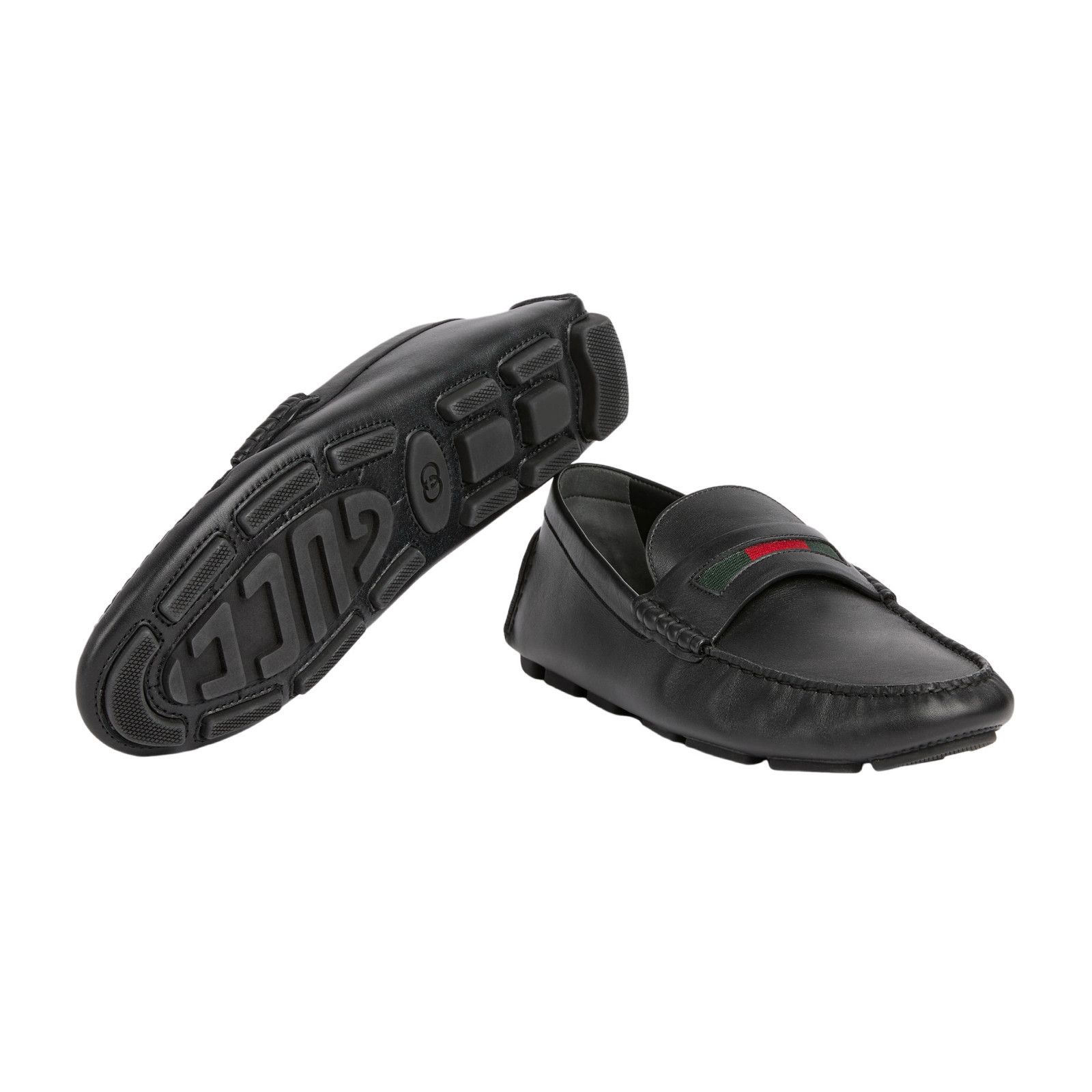 Gucci GUCCI $980 Driver Black With Web Loafers New & Authentic (Me Size US 8.5 / EU 41-42 - 3 Thumbnail
