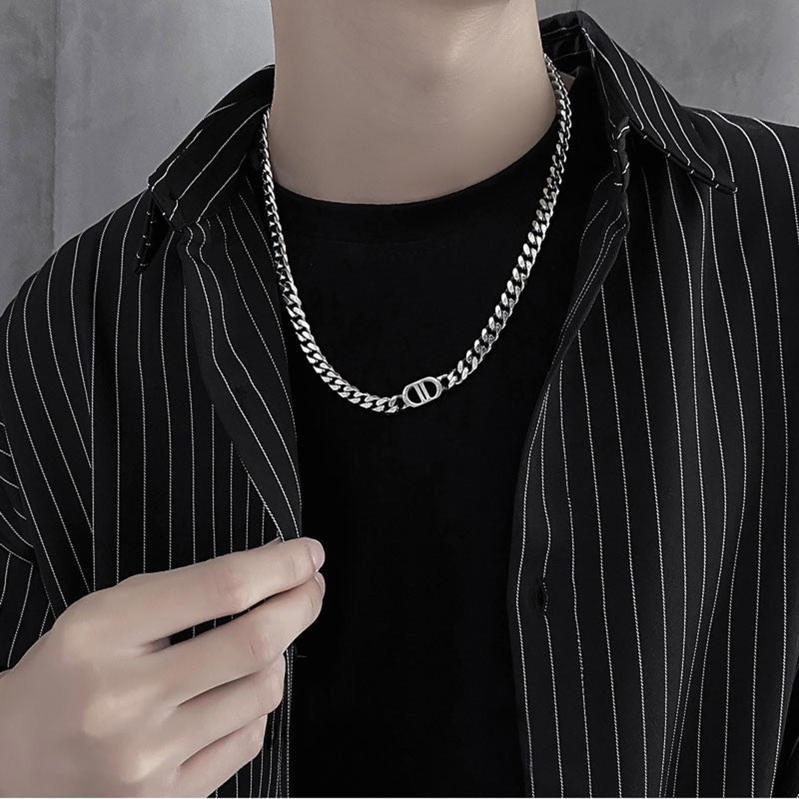Jewelry Men's Silver Choker Chain Necklace Size ONE SIZE - 3 Thumbnail