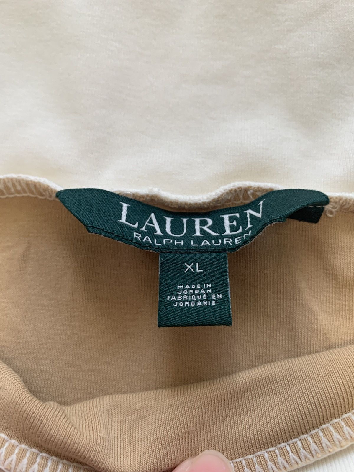 Ralph Lauren Ralph Lauren Basic Beige T-shirt Top, Cotton, size XL Size XL / US 12-14 / IT 48-50 - 3 Thumbnail