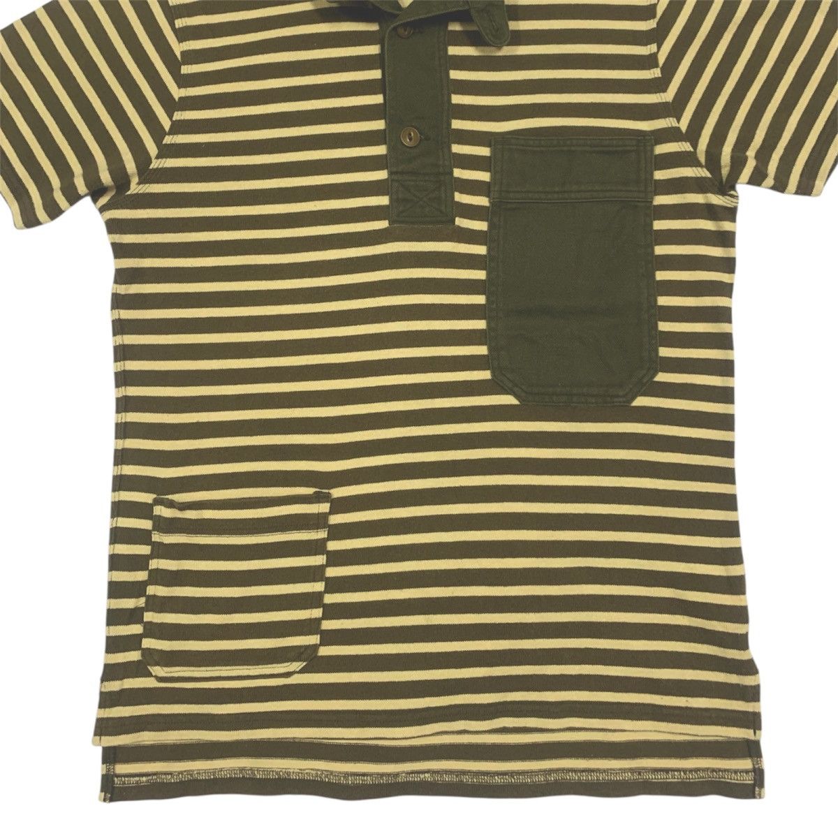 Nigel Cabourn Nigel Cabourn Vintage Processed Border Heavy Polo Shirt Size US M / EU 48-50 / 2 - 3 Thumbnail