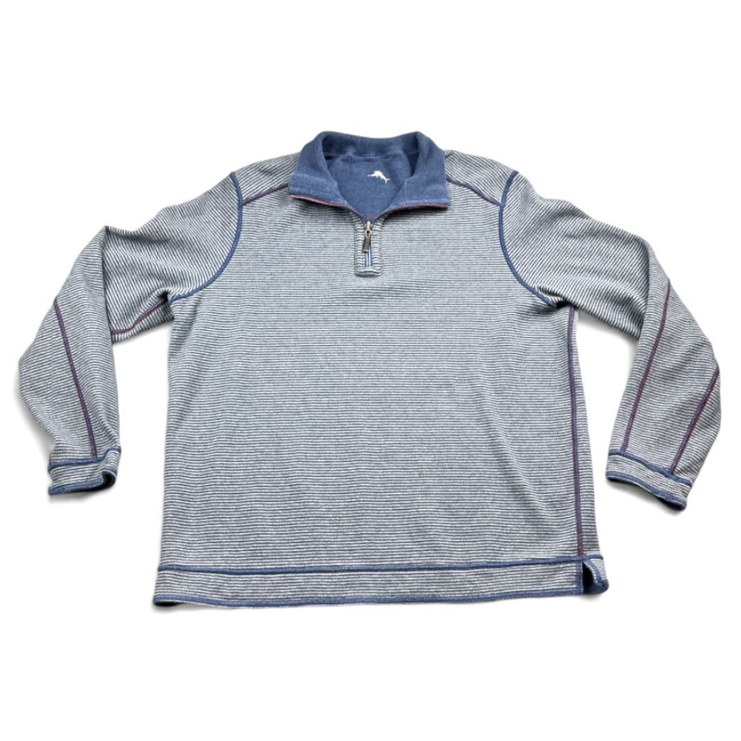 Tommy Bahama Tommy Bahama Sweater Men's Pullover Lightweight Reversible Striped Blue Gray LARGE Size US L / EU 52-54 / 3 - 2 Thumbnail