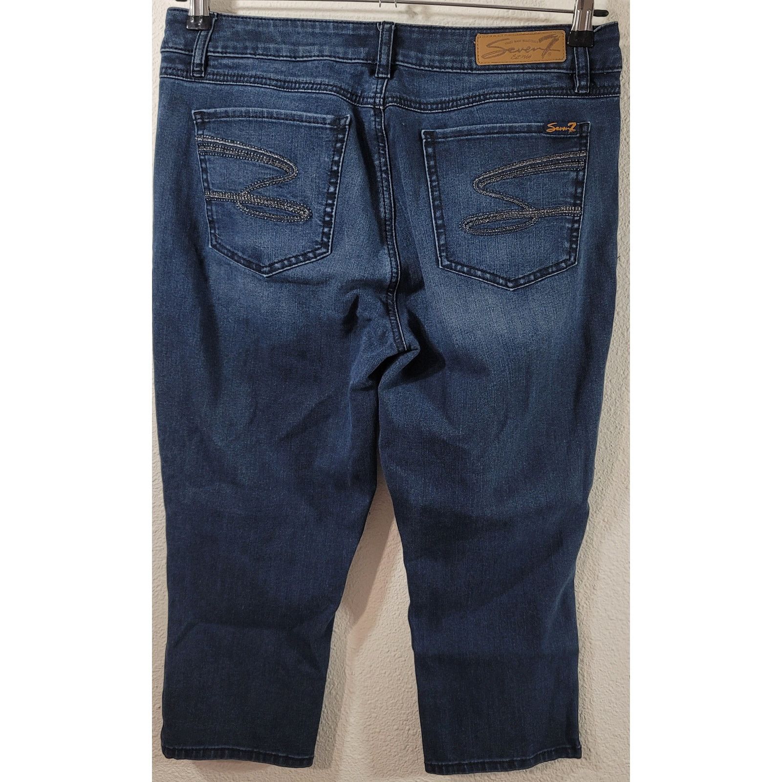 Other Seven Blue Skinny Cropped Jeans 12 Lightweight Embroidered Size 34" / US 12 / IT 48 - 2 Thumbnail