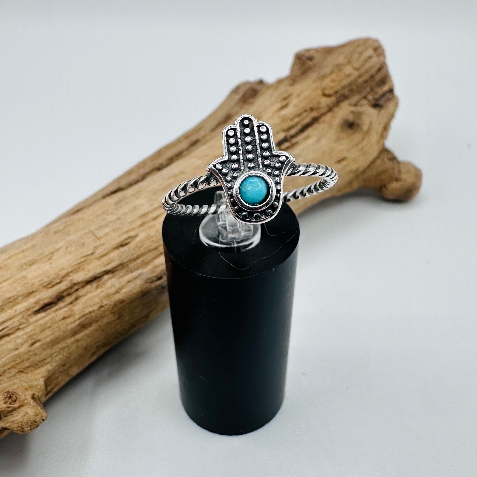 The Unbranded Brand Hamsa Turquoise and Sterling Silver Ring Size ONE SIZE - 7 Thumbnail