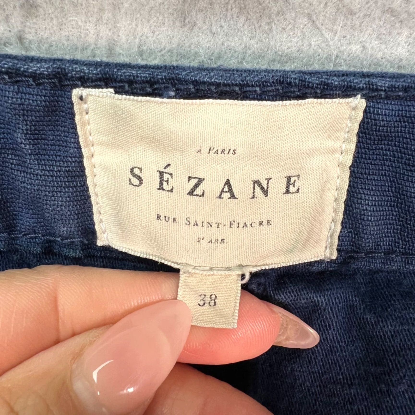 Vintage Sézane Womens Size 38 Navy Blue Cropped Pants Cotton Blend Made In Italy Size 26" / US 2 / IT 38 - 3 Thumbnail