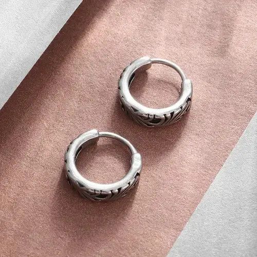 Designer × Jewelry Retro Hypoallergenic Hoop Earring (1pairs） Size ONE SIZE - 3 Thumbnail