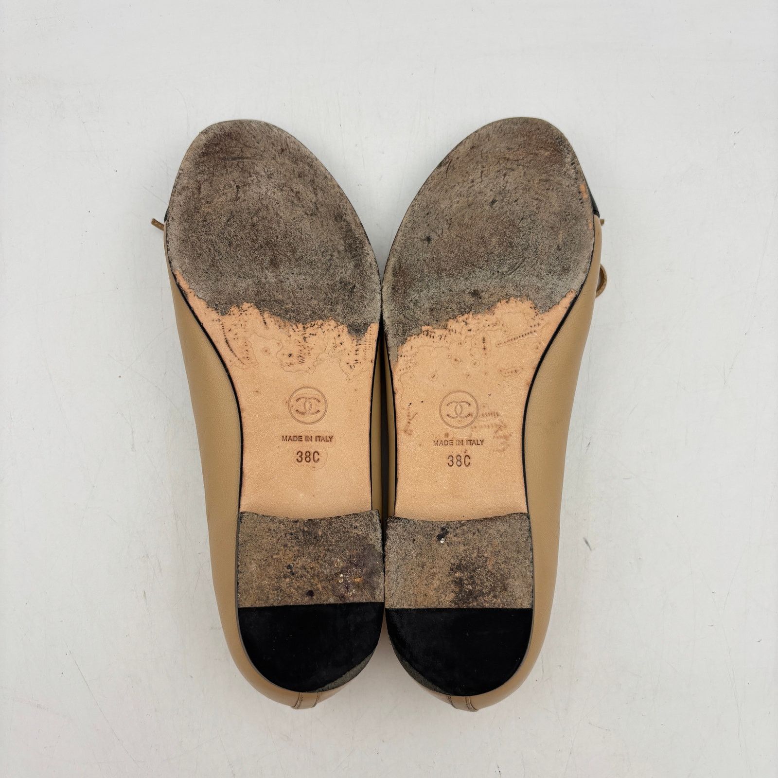 Chanel Chanel Leather CC Logo Cap Toe Boe Ballet Flats Women's 38C Size US 8 / IT 38 - 8 Thumbnail