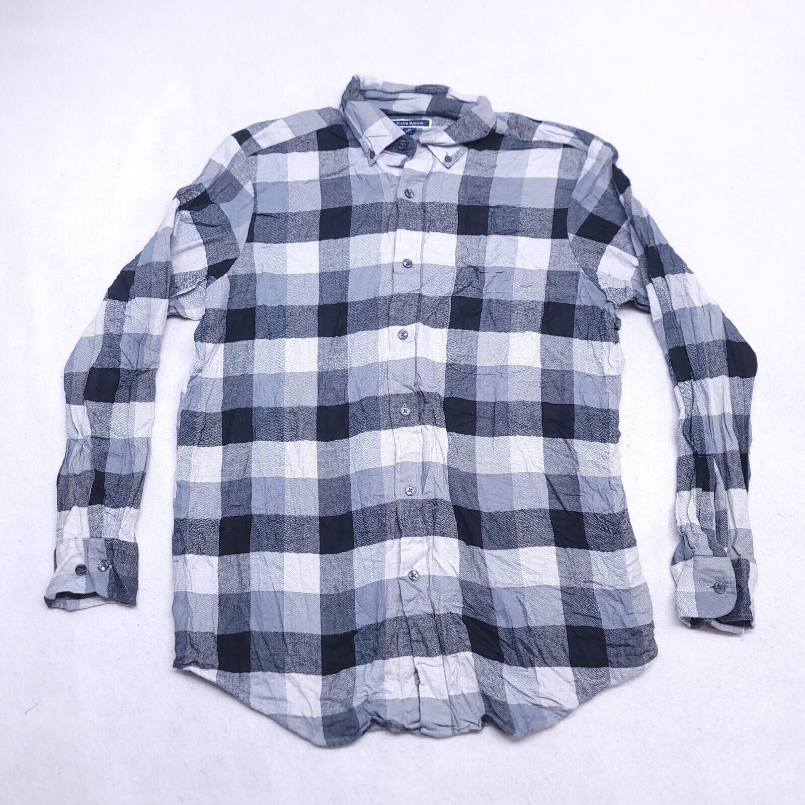 Club Room Club Room GIngham Flannel Shirt Mens Size M Gray Black Size US M / EU 48-50 / 2 - 2 Thumbnail