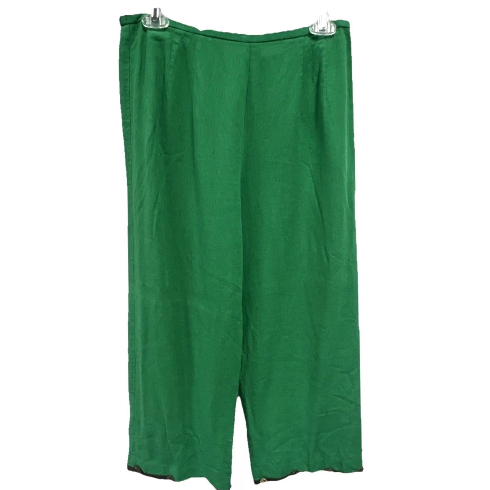 Vintage VINTAGE Sharon Young Linen Blend Pants Women's Size 10 Green Boho Cropped 20in Inseam USA Size 32" / US 10 / IT 46 - 2 Thumbnail