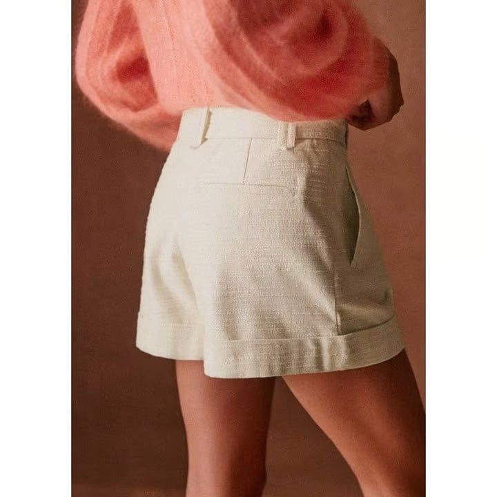 Sezane Sezane Design Rome Beige Belted Cuff Shorts buckle high-rise Size 27" / US 4 / IT 40 - 3 Thumbnail