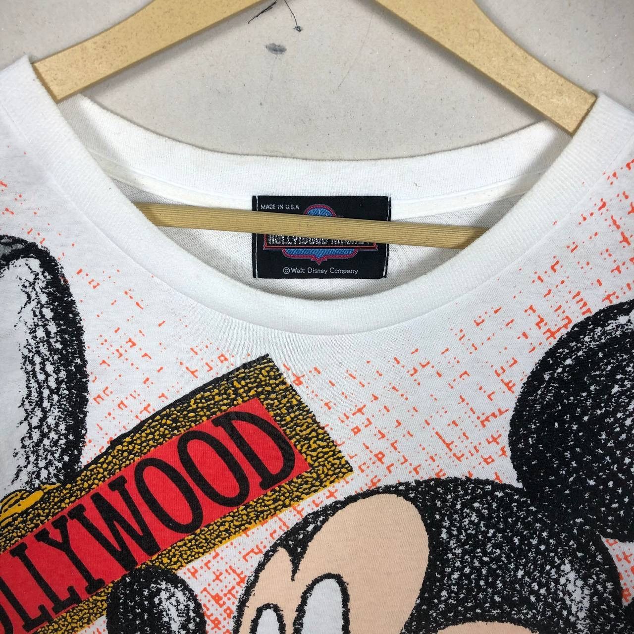 Disney × Mickey Mouse × Vintage Vintage 90s Mickey Mouse Hollywood Disney Overprinted Tshirt Size US L / EU 52-54 / 3 - 6 Thumbnail