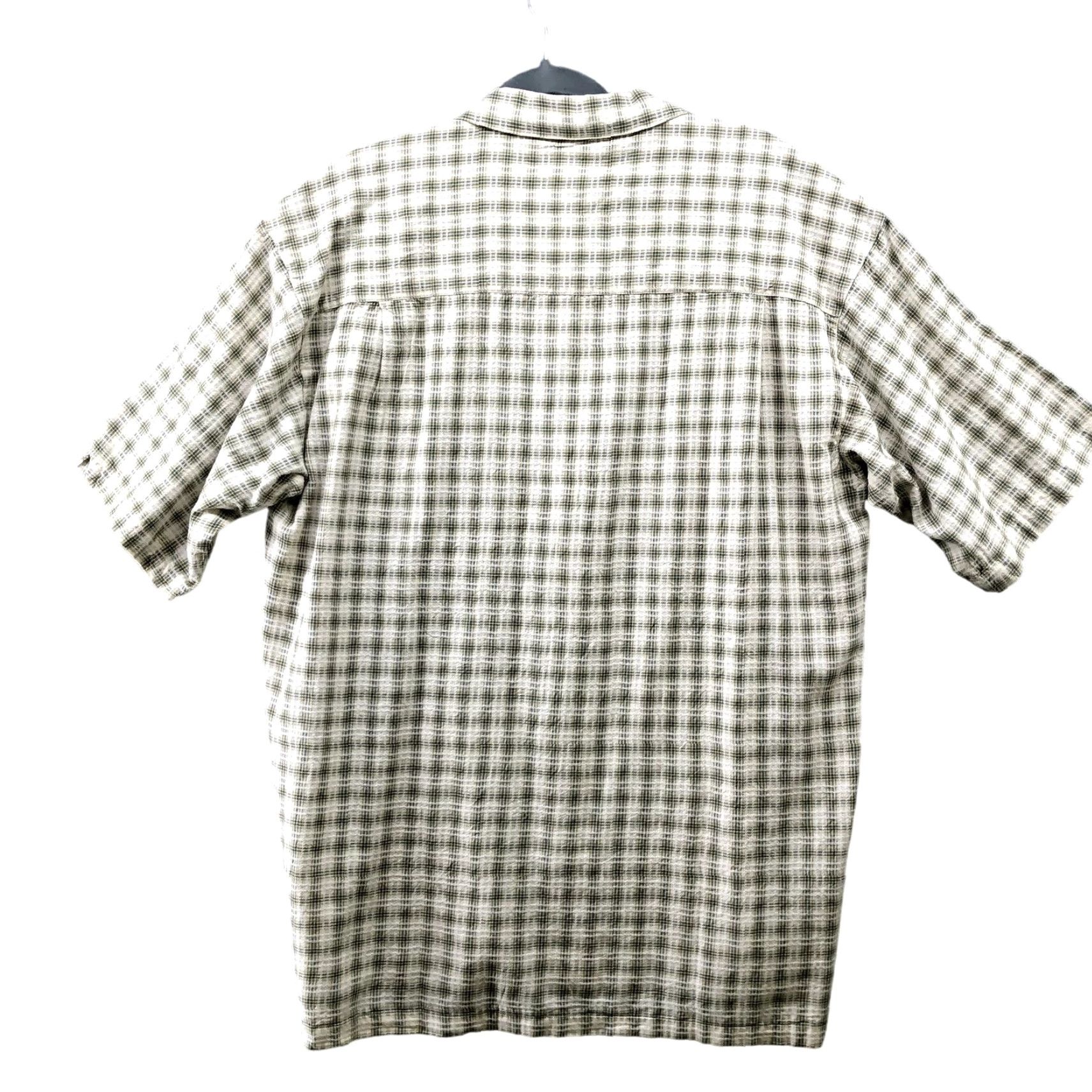 Vintage Columbia Short Sleeve Button Down Shirt Mens XL Beige Green Plaid Cotton Summer Size US XL / EU 56 / 4 - 2 Thumbnail