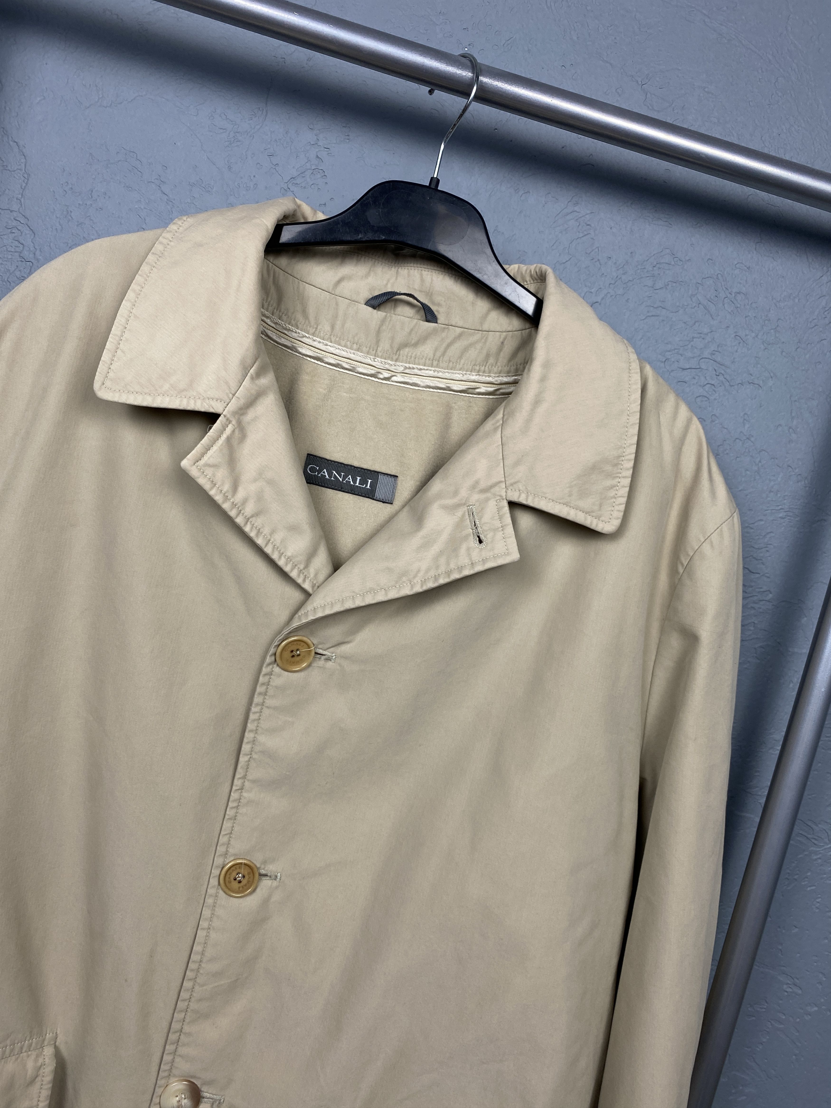 Canali × Vintage Canali Vintage Mens Trench Coat Jacket with Lining Size US L / EU 52-54 / 3 - 2 Thumbnail