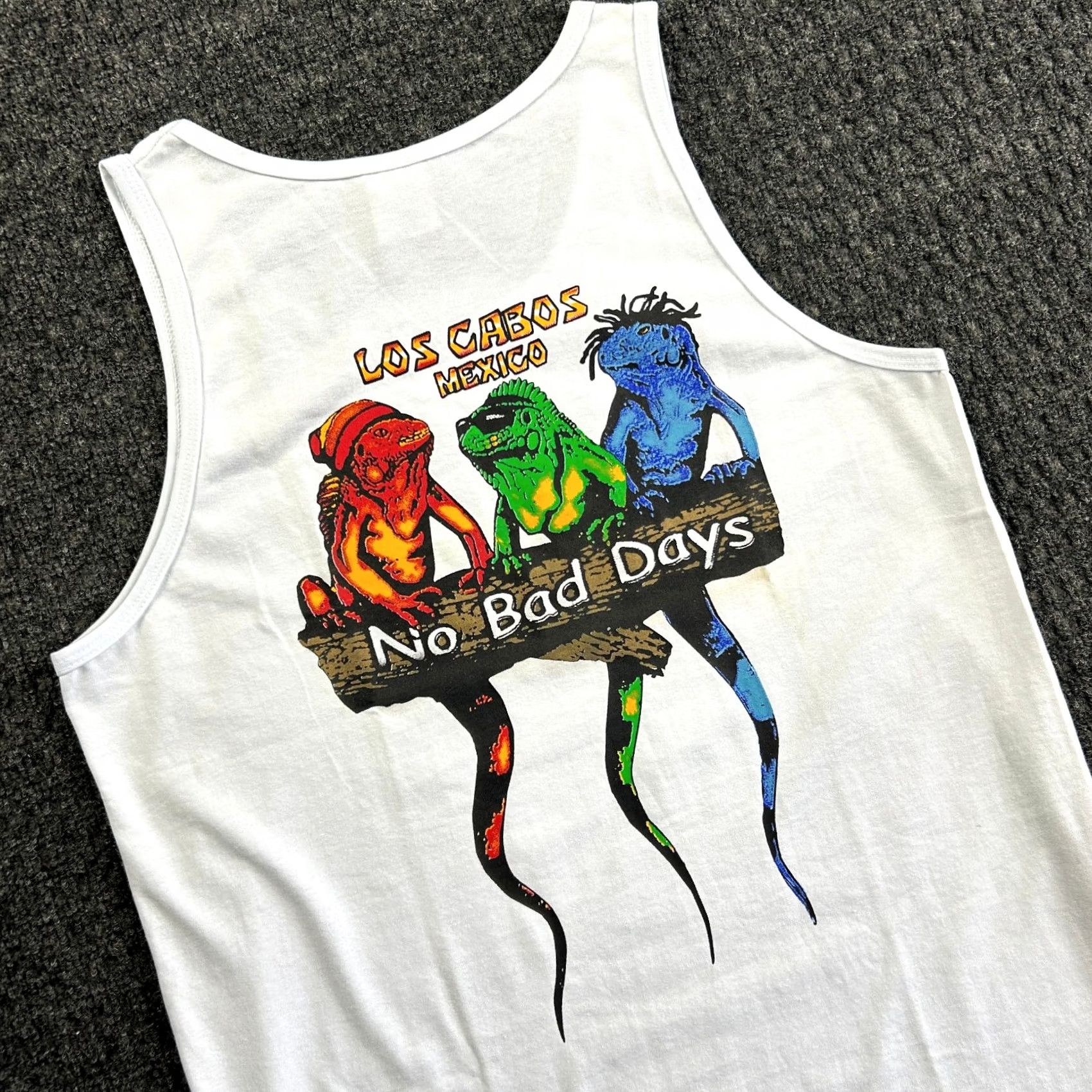 Vintage VINTAGE Flass Shirt M White Cotton Graphic Print Logo Sleeveless T-Shirt Men Iguanas Band Beach California 90s Style M Mens Size US M / EU 48-50 / 2 - 3 Thumbnail