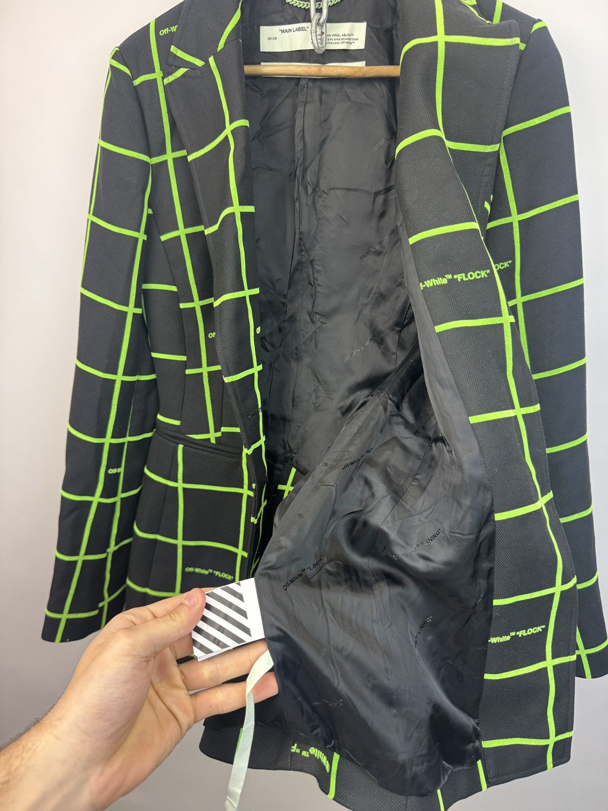Off-White Off-White c/o Virgil Abloh "Flock"Neon Checked Fitted Jacket Size M / US 6-8 / IT 42-44 - 7 Thumbnail