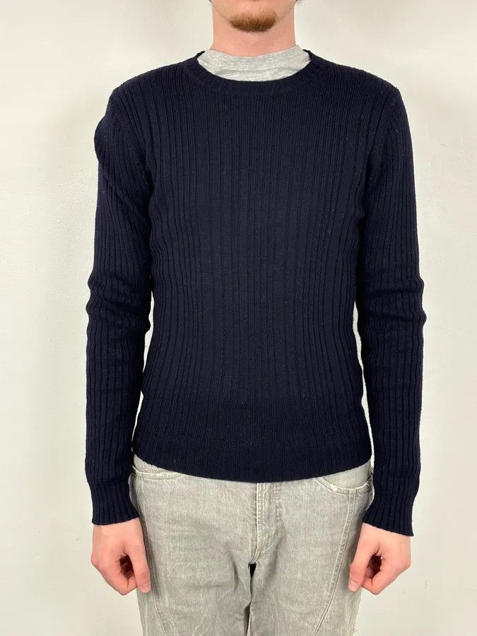 Dolce & Gabbana 2000s Dolce & Gabbana Navy Wool Ribbed Sweater Size US M / EU 48-50 / 2 - 2 Thumbnail