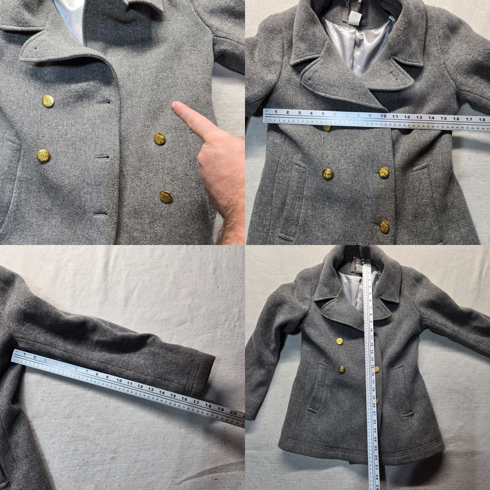 J. Crew Gray Wool Double-Breasted store Nello Gori Stadium Coat Size 4