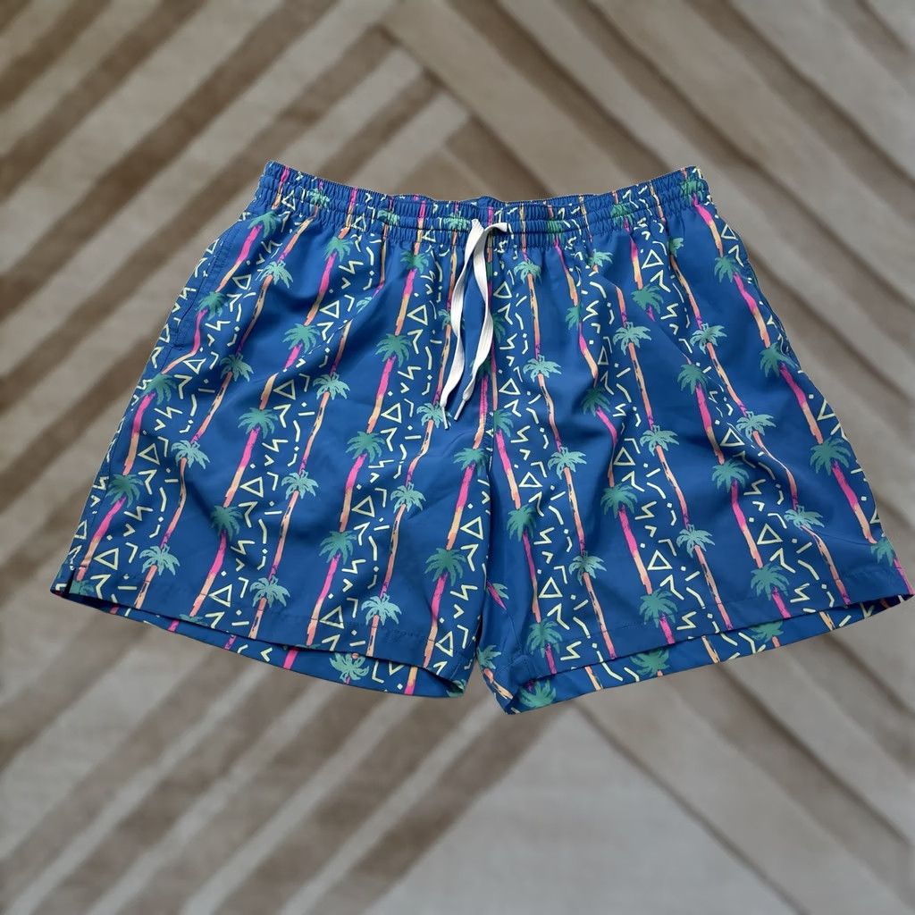 Chubbies Chubbies Swim Trunks XXL Blue Tropical Geometric Lined Drawstring Size ONE SIZE - 1 Thumbnail