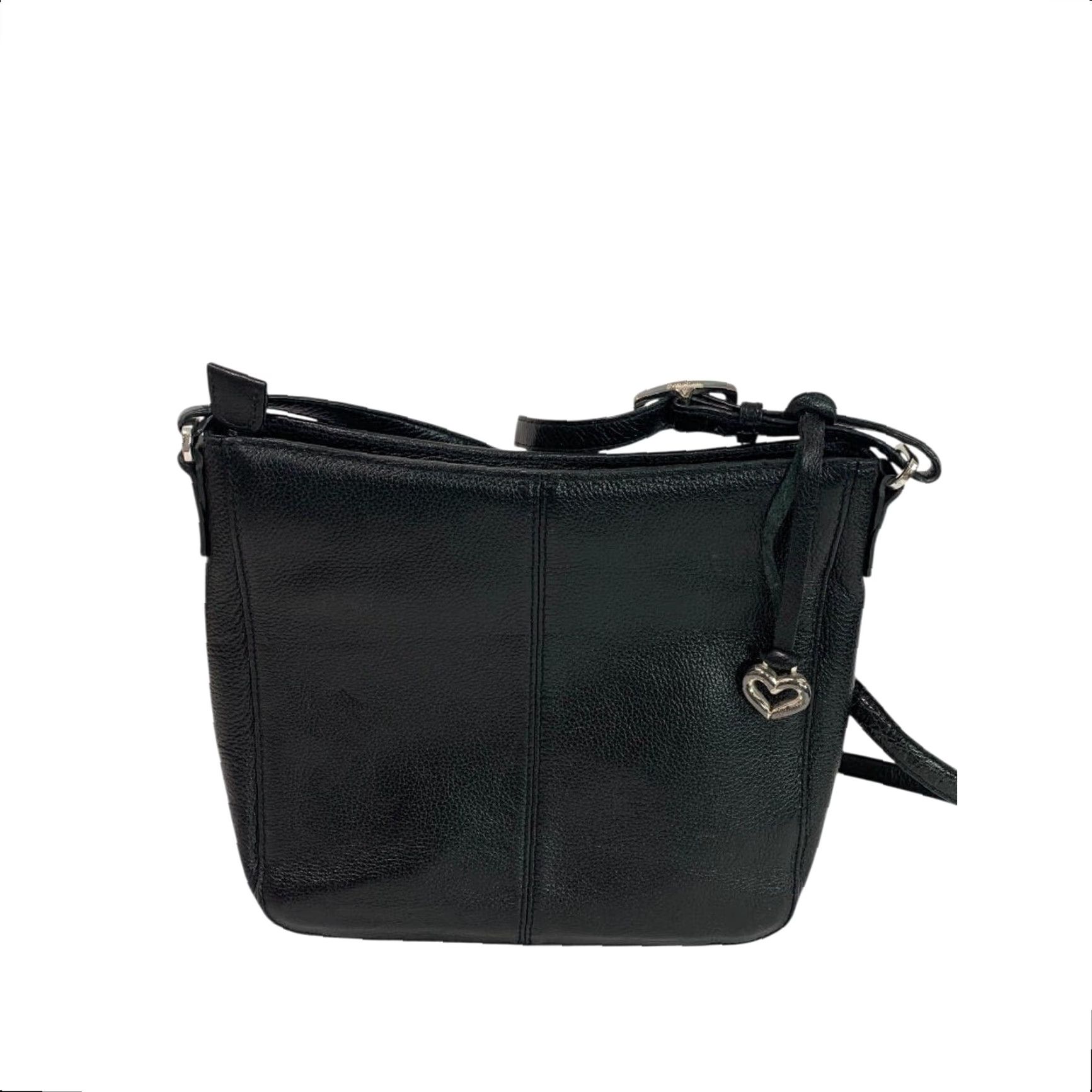 Brighton BRIGHTON Crossbody Handbag Black Pebbled Leather Embossed Women's Leather 9.5"h x 10"l x 2.5"d Adjustable Strap to 23" Black Hardware Size ONE SIZE - 4 Thumbnail